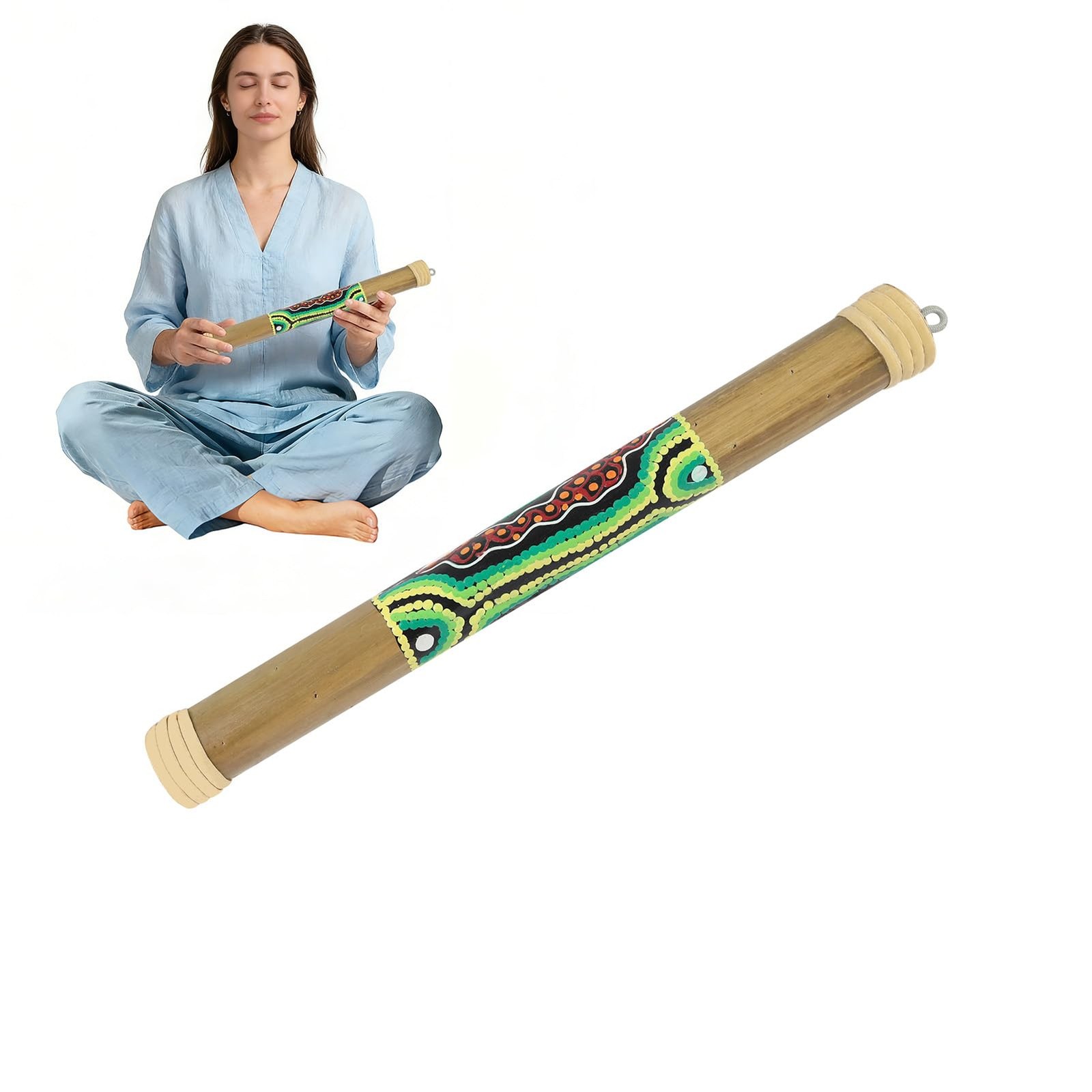 Small 16" Bamboo Rainstick, Handcrafted & Painted Rain Maker, Rain Stick for ...