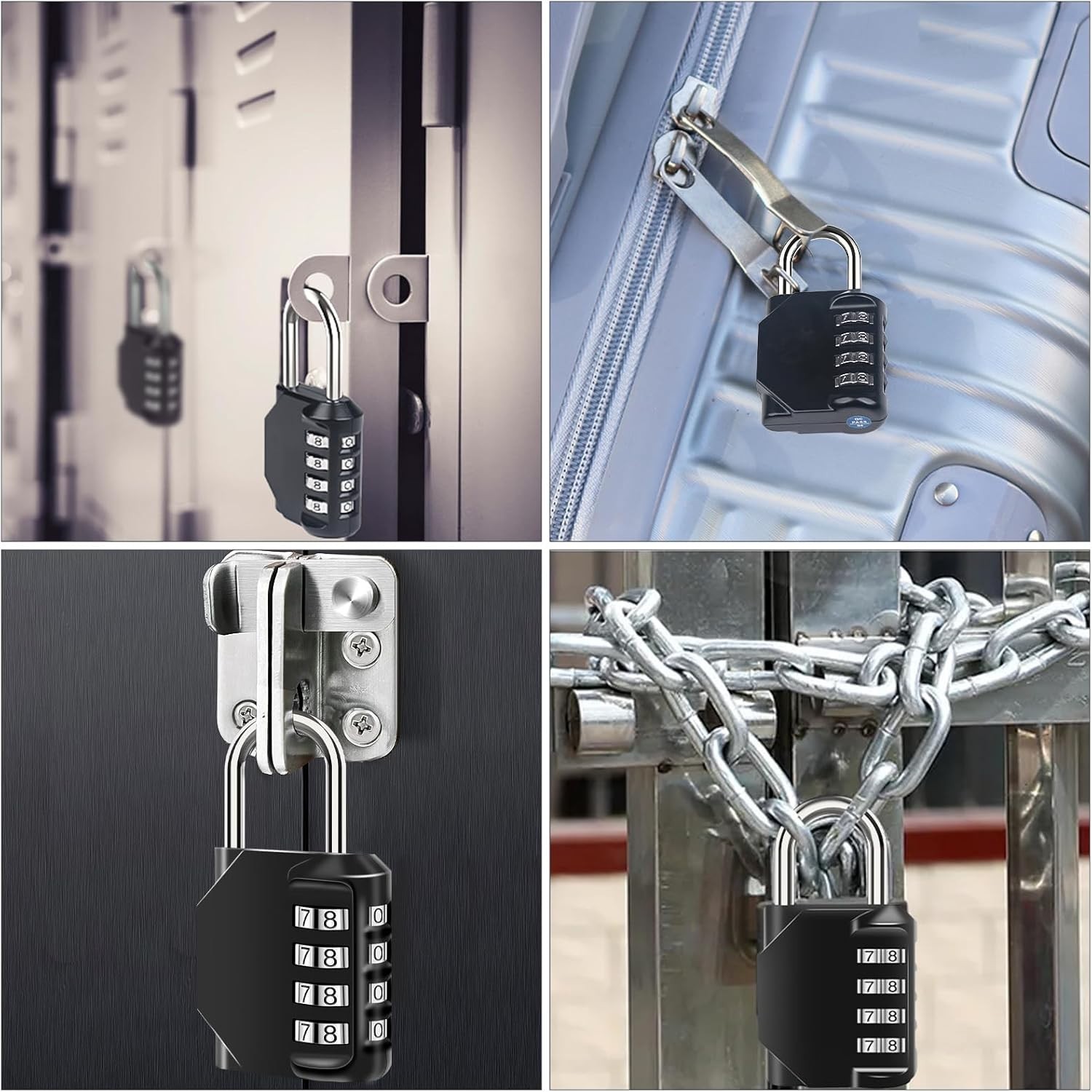 Waterproof 4-Digit Combination Lock for Gates, Lockers, Toolbox, 1PC Black