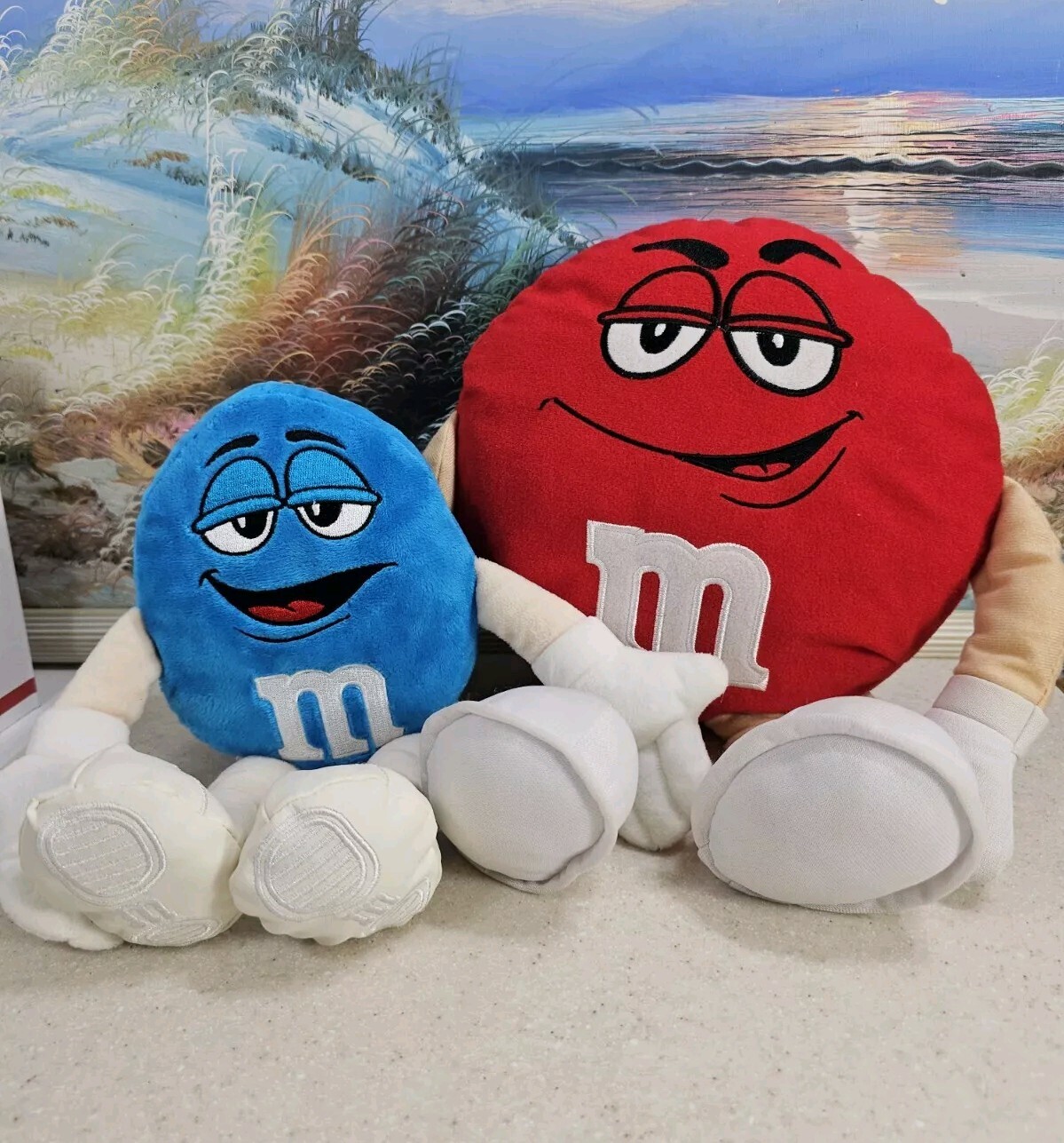 (2) M&M's Plush Blue & Red Stuffed Plush Collectible