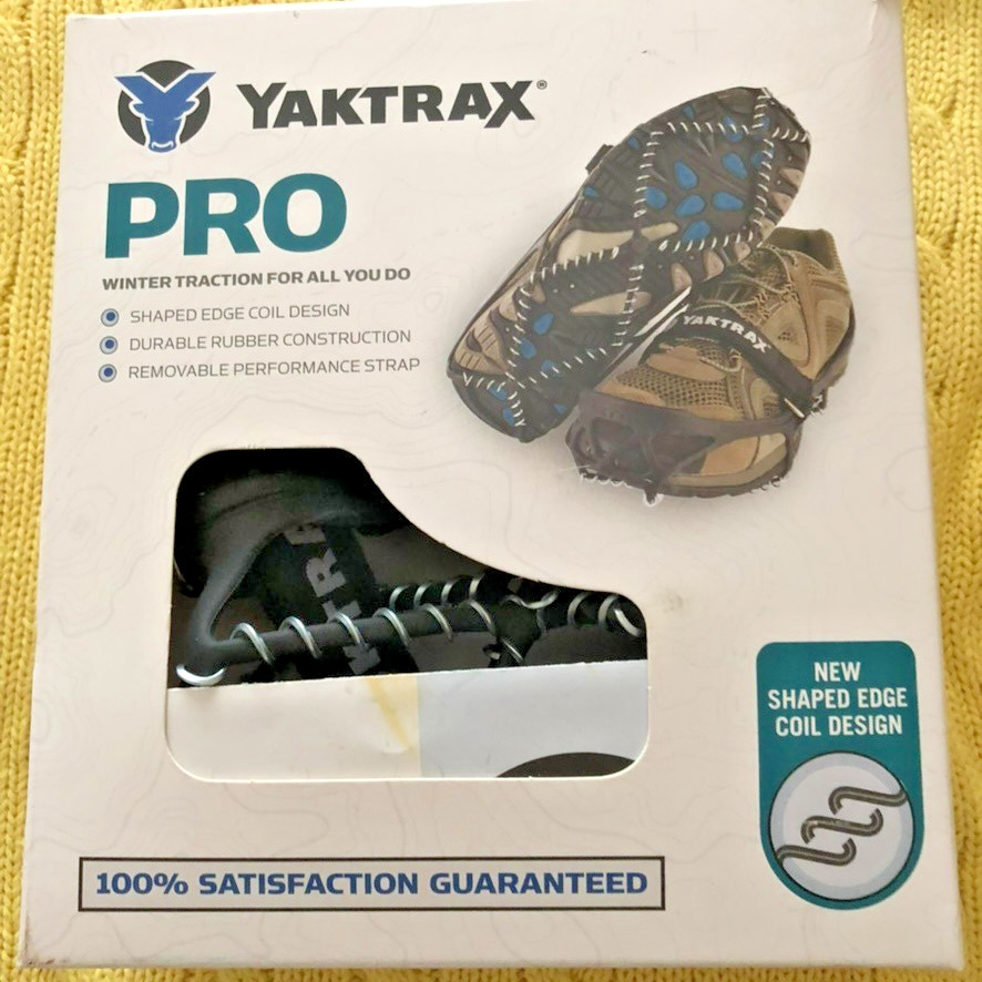 Yaktrax Pro winter traction black small shaped edge coil heel tab natural rubber