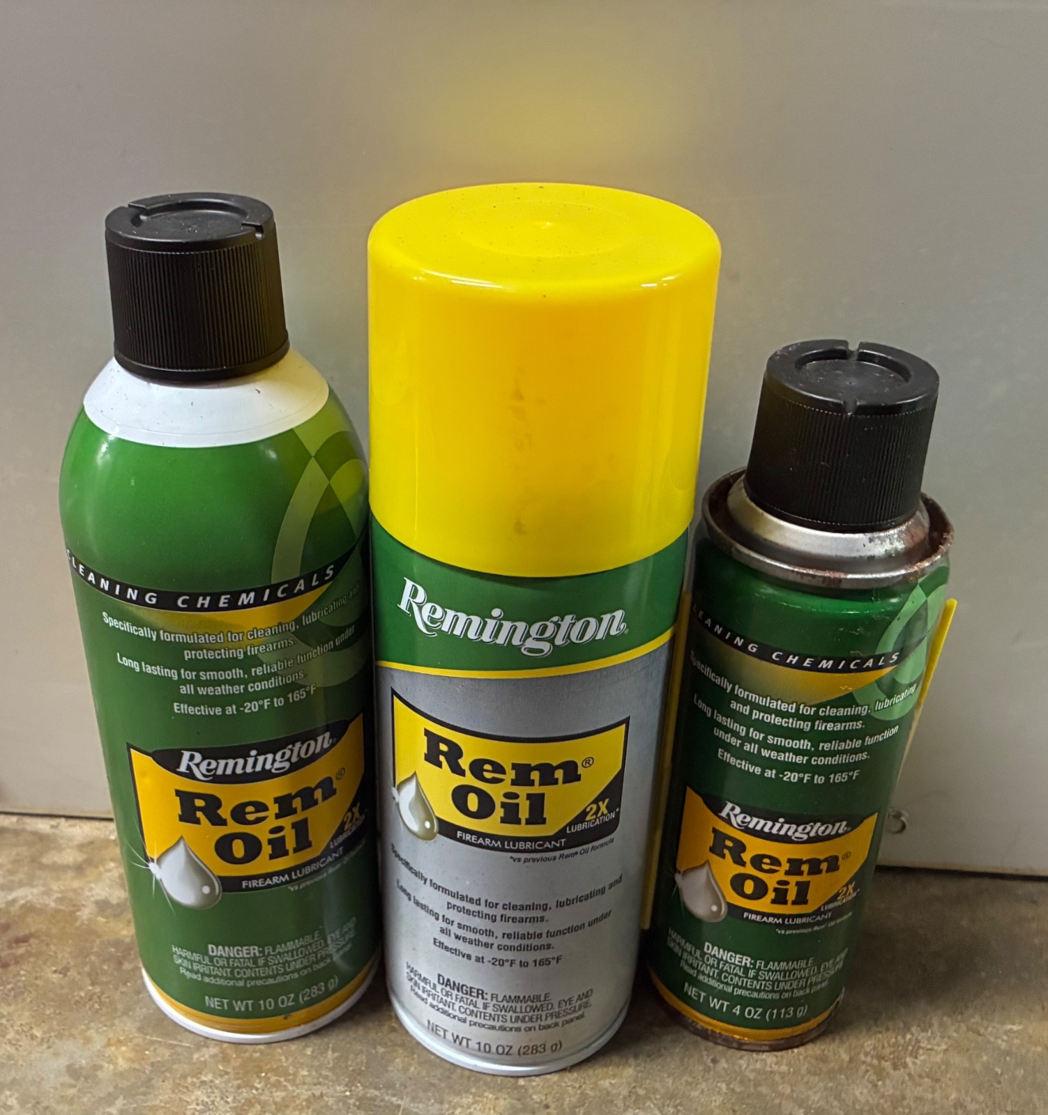 Remington Rem Oil Aerosol Can Lot (3) Oil Spray 10 oz & 4 oz Lubricant Cleaning