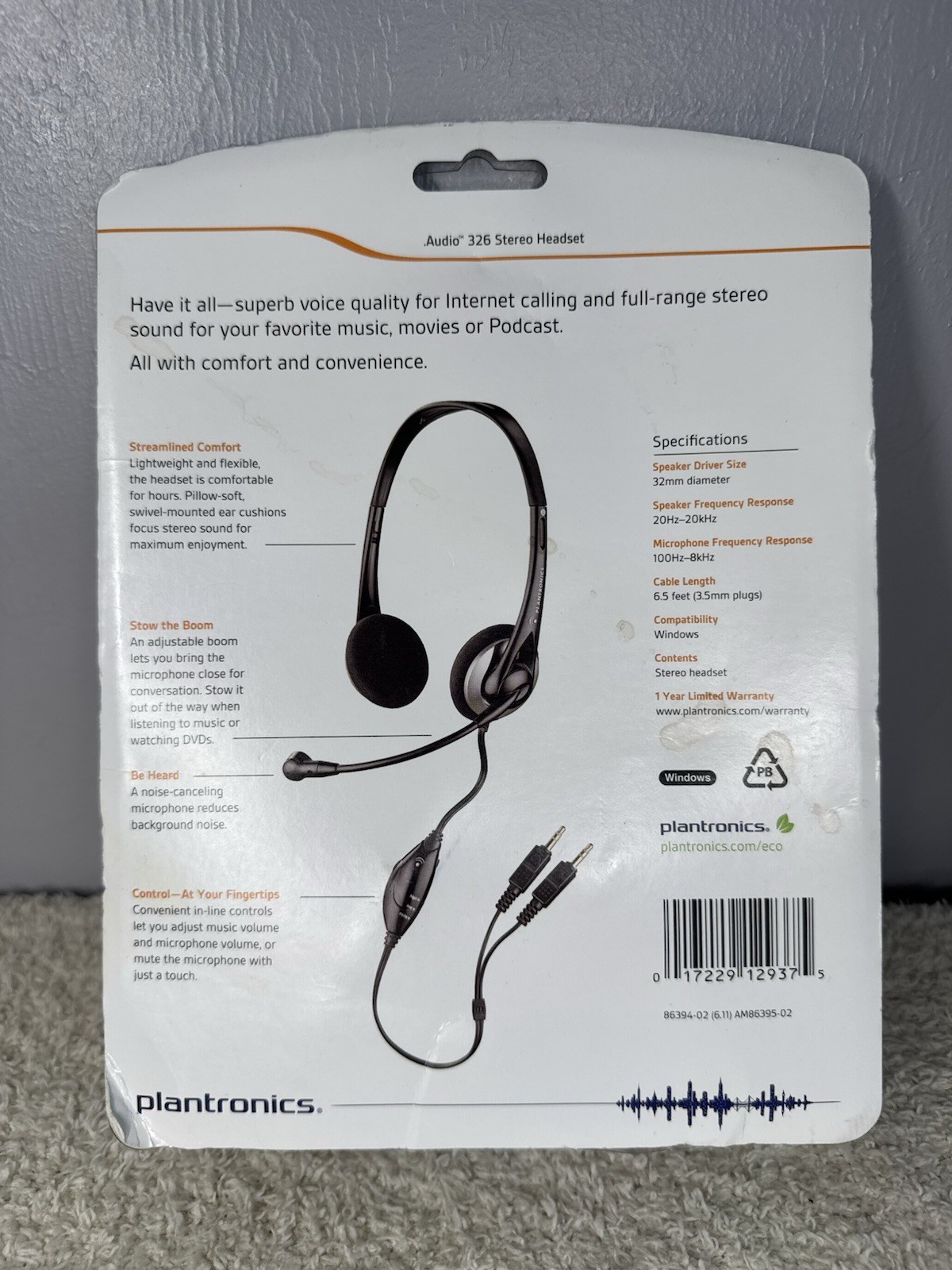 Plantronics C3225A Black Headband Headsets