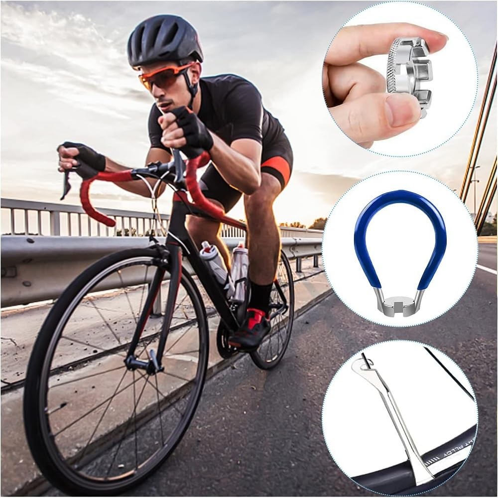 Fixinus 4PCS Bicycle Spoke Wrench Set Universal Steel Rim Correcting Repair Tool