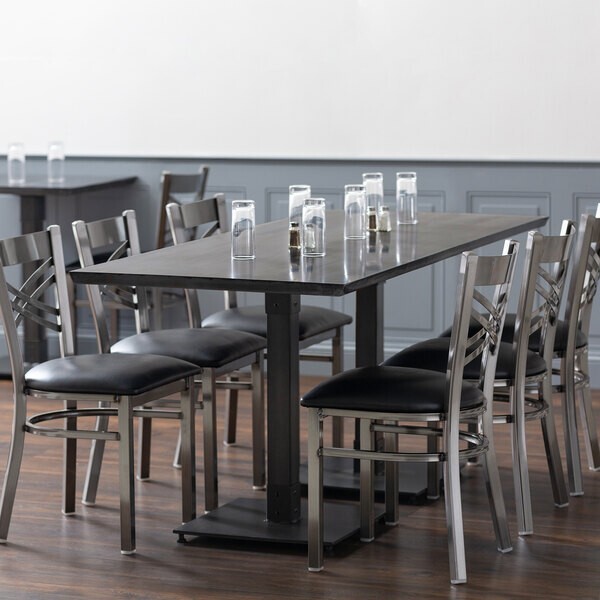 30" x 72" Rectangular Solid Wood Live Edge Restaurant Table Top in Gray Wood