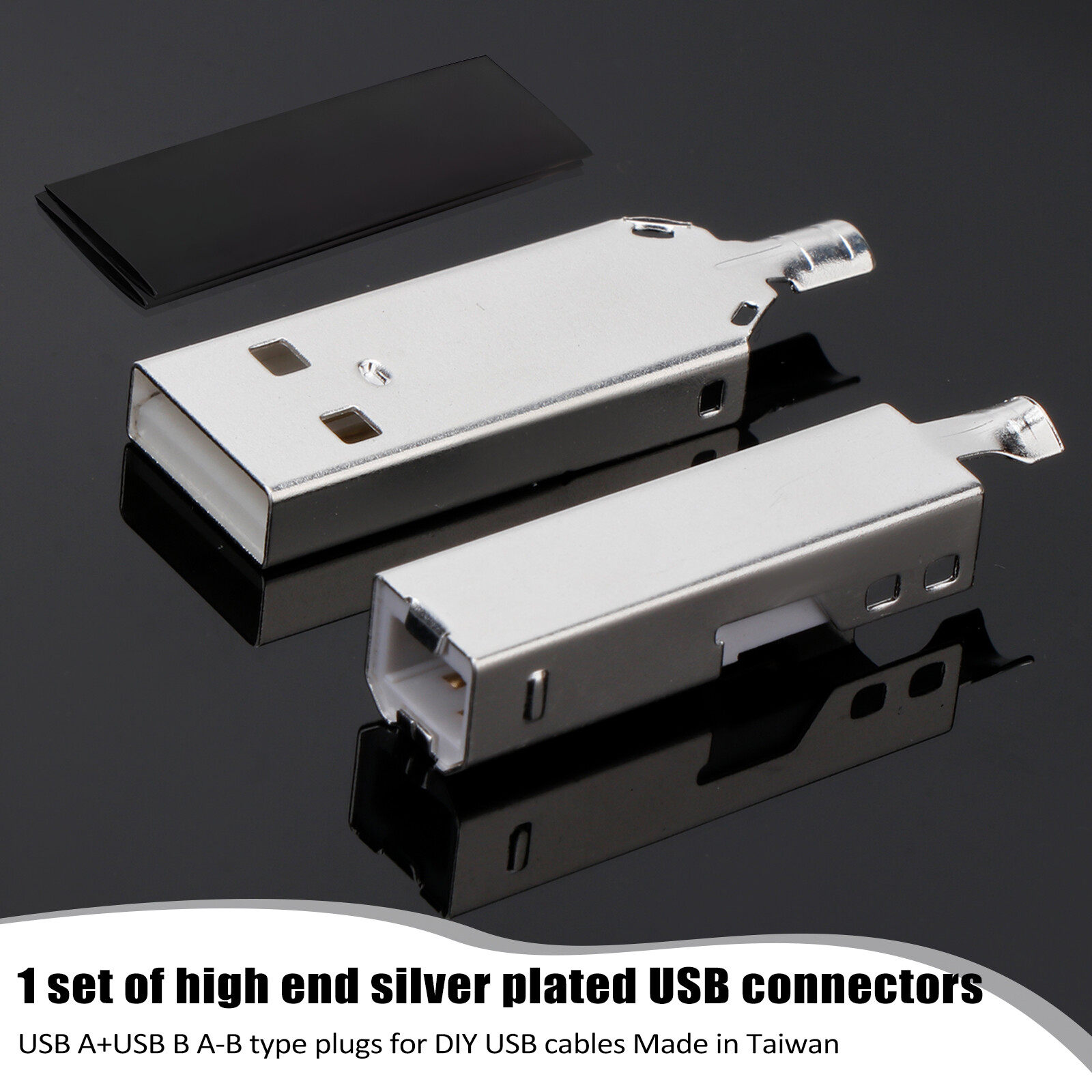 2PCS Silver Plated USB A USB B Type A Type B USB PLUG For USB Cable Date Wire