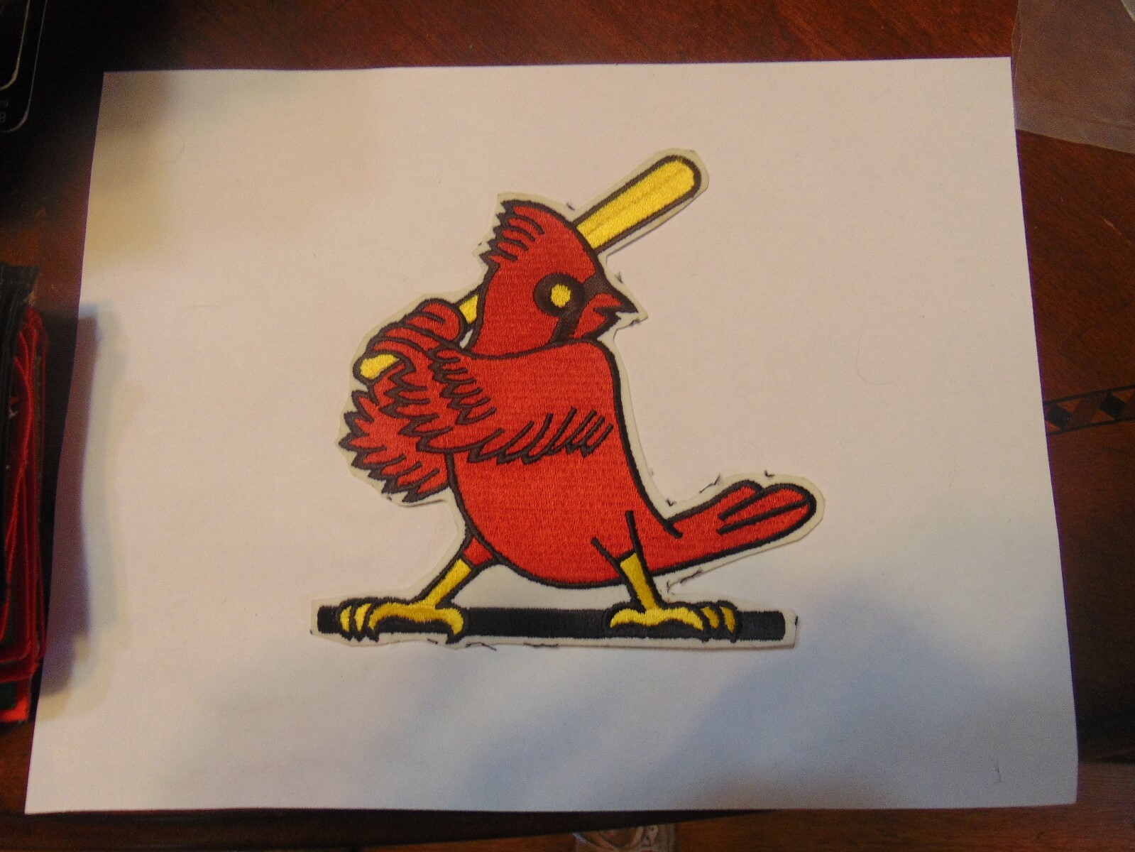 PATCH SEW ON VINTAGE OLD ORIGINAL SAINT LOUIS CARDINALS RIGHT FACING OVER 5 INCH