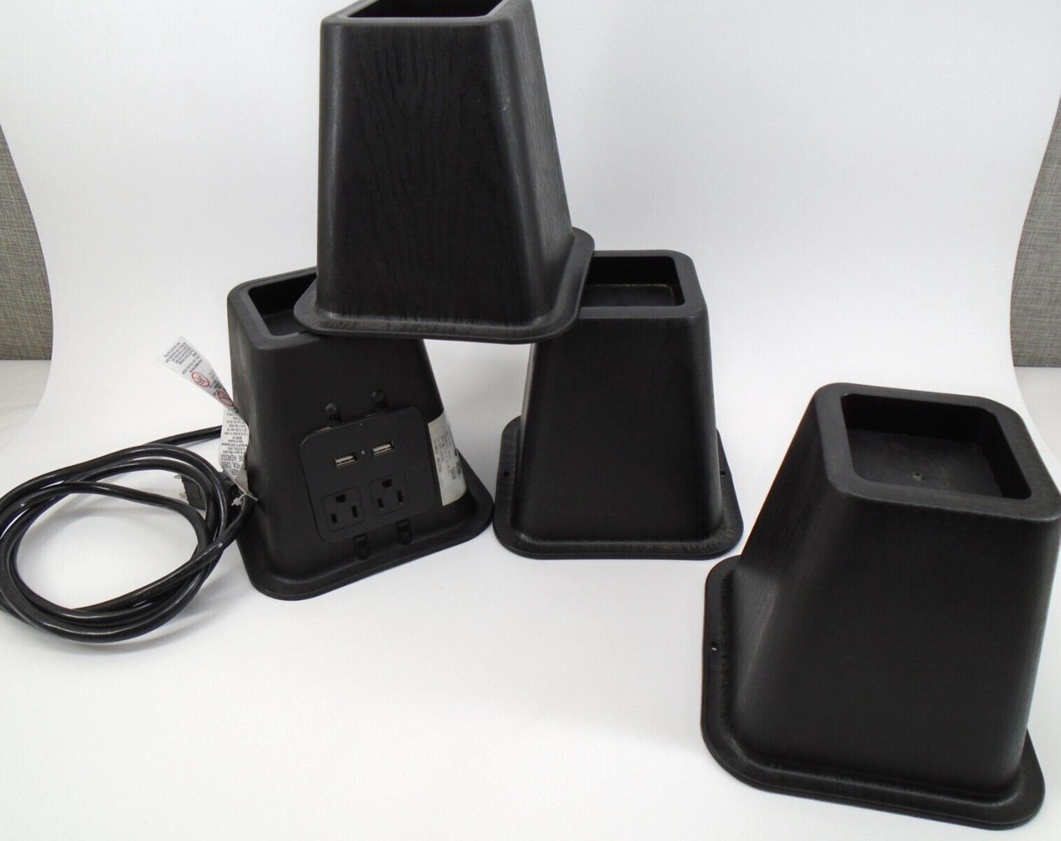 Bed Risers with Power Outlet & USB Furniture Raisers Lifts with Plug Set of 4