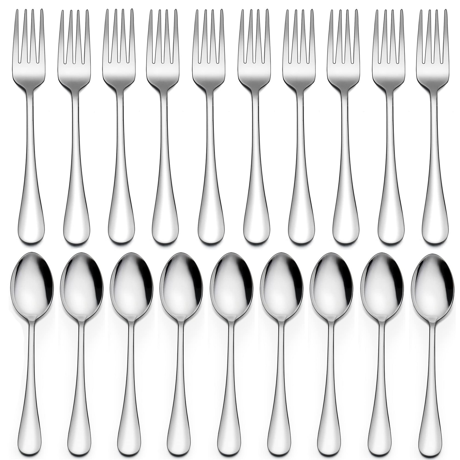 24-Piece Forks and Spoons Silverware Set, 12 Teaspoon and 12 Dinner Fork, Sta...