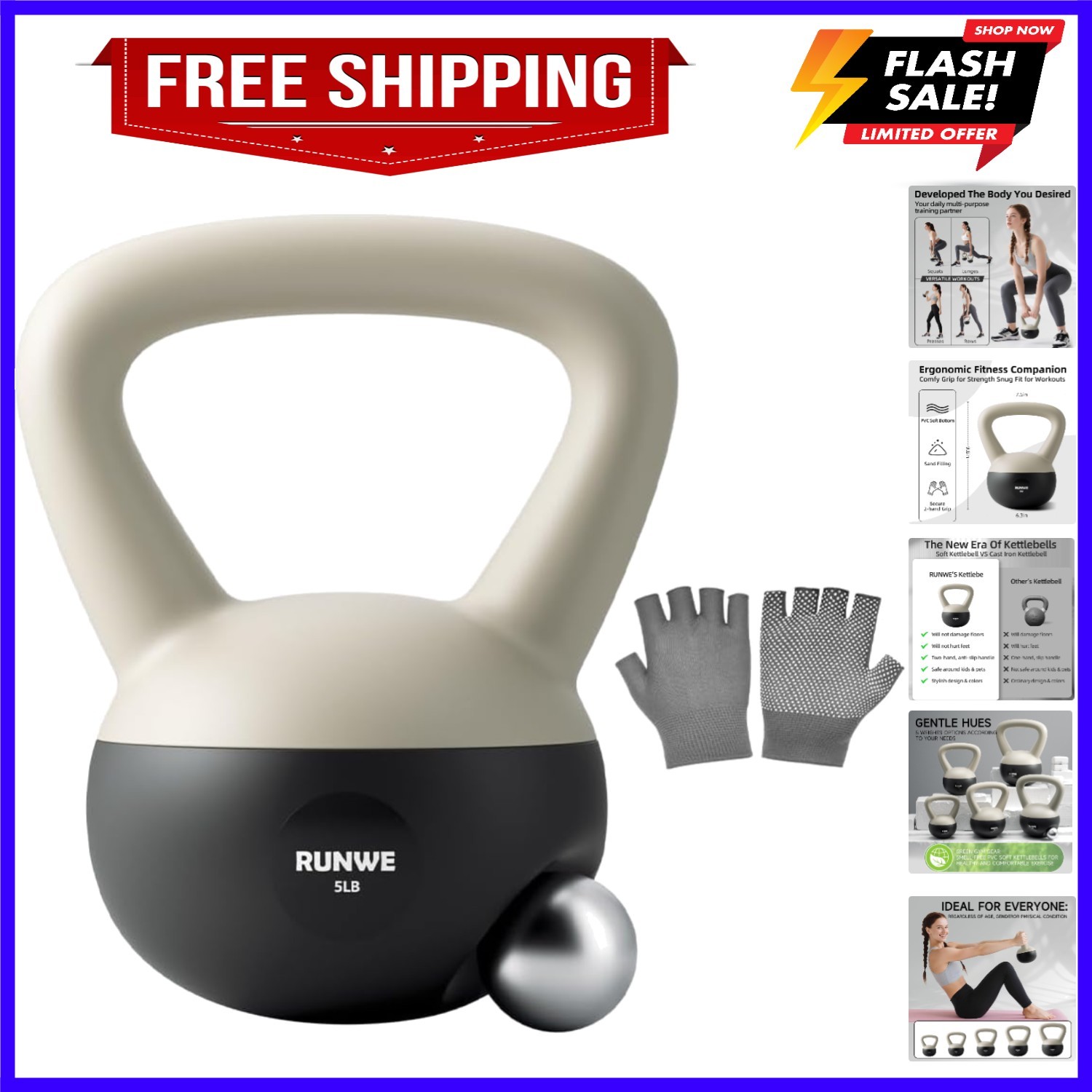 Soft Kettlebell - Sand Filled Kettlebell Hand Weight Options for 25, 20, 15, ...