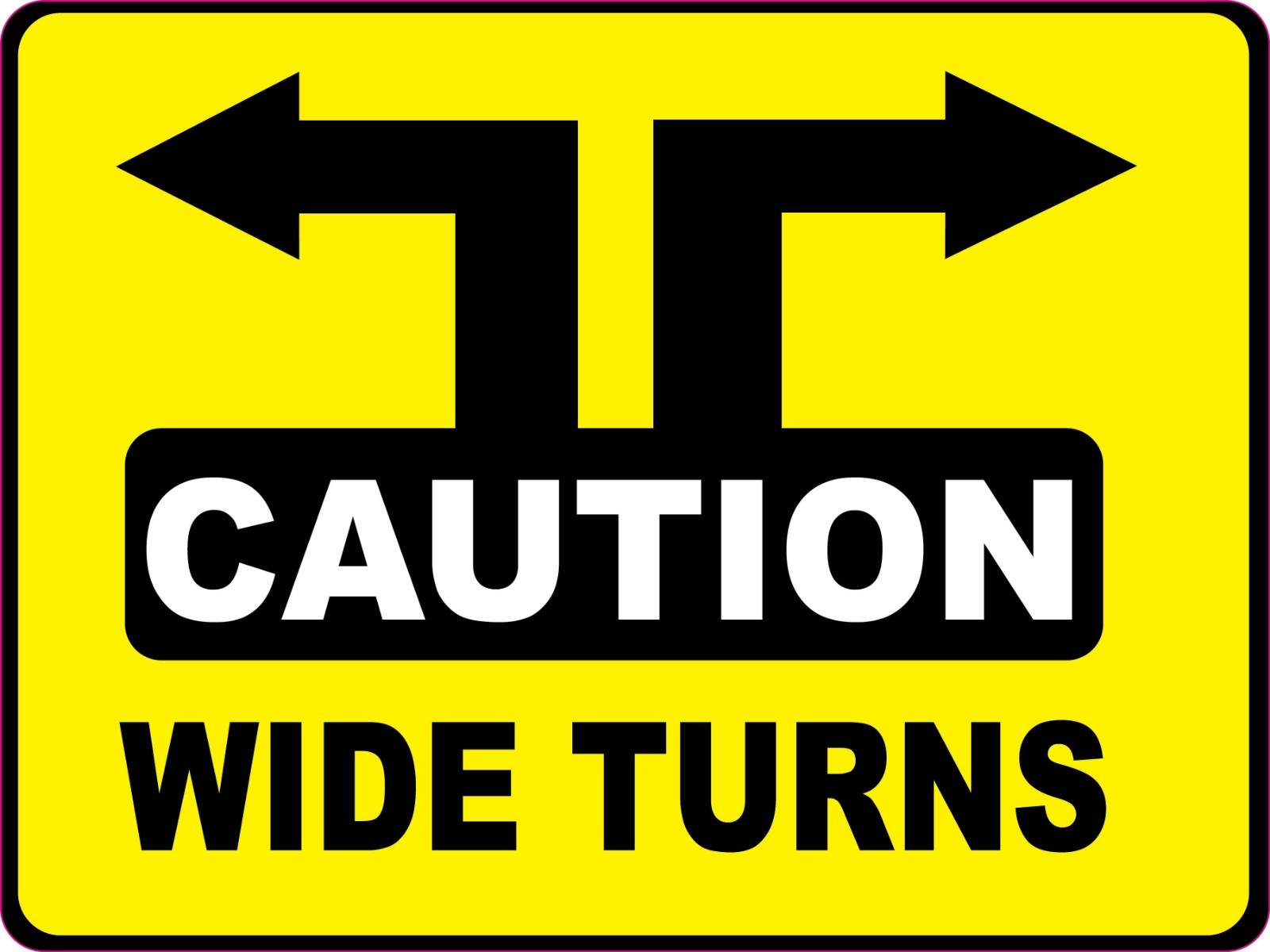Caution Wide Turns Safety Truck Trailer Decal Sticker 9" x 12" Free Shipping