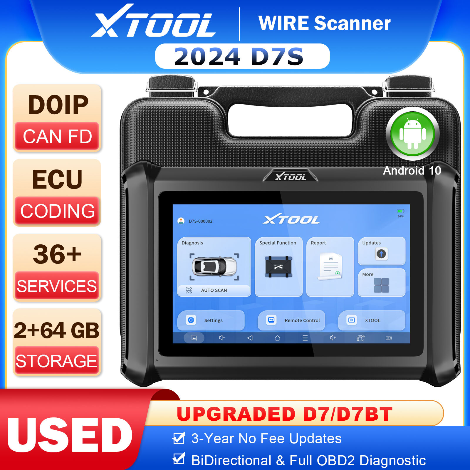XTOOL D7S E.CU Coding Scanner Full Bidirectional Diagnostic Tool Code Reader
