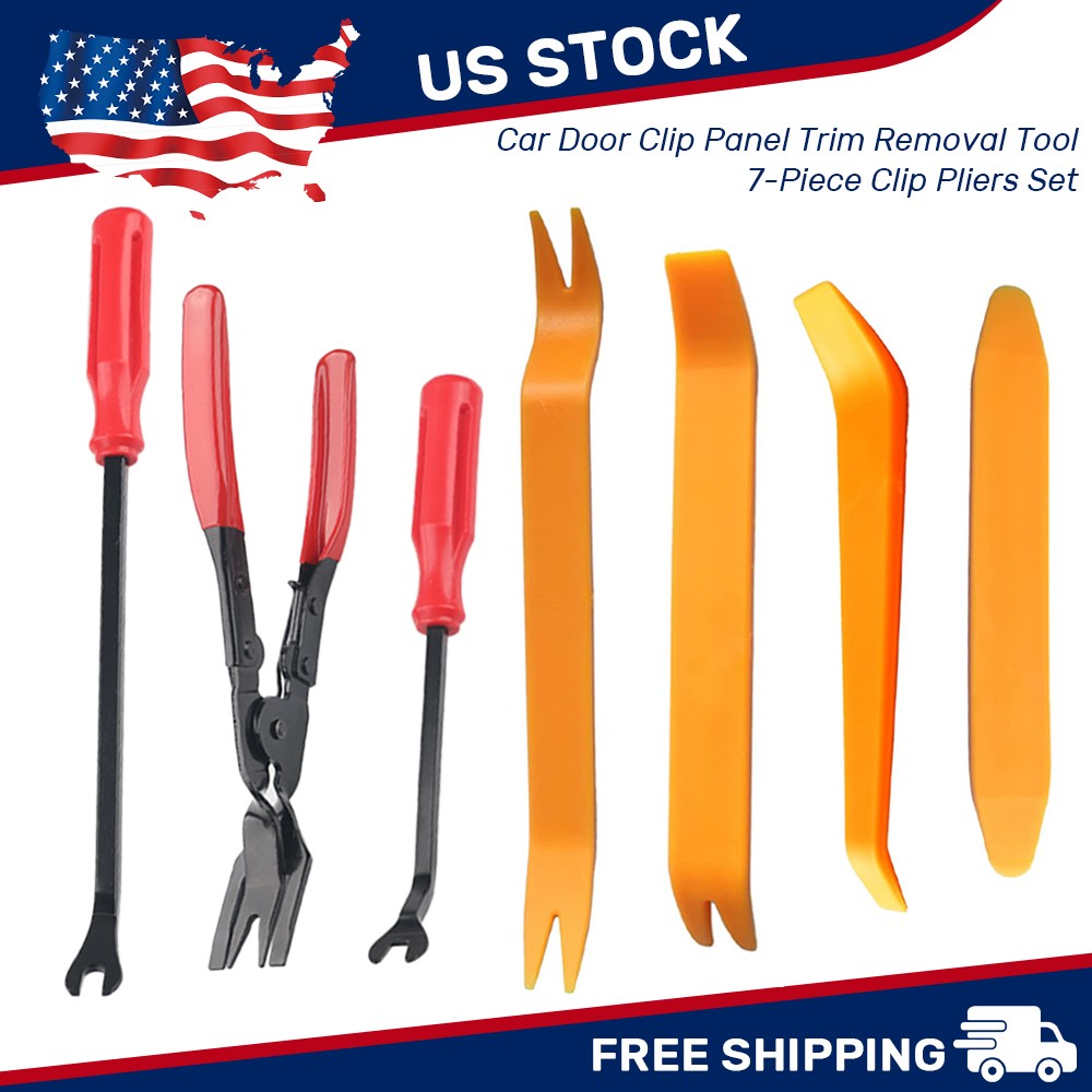 7PCS Car Panel Dash Door Clips Upholstery Plastic Pry Clip Pliers Removal Tools