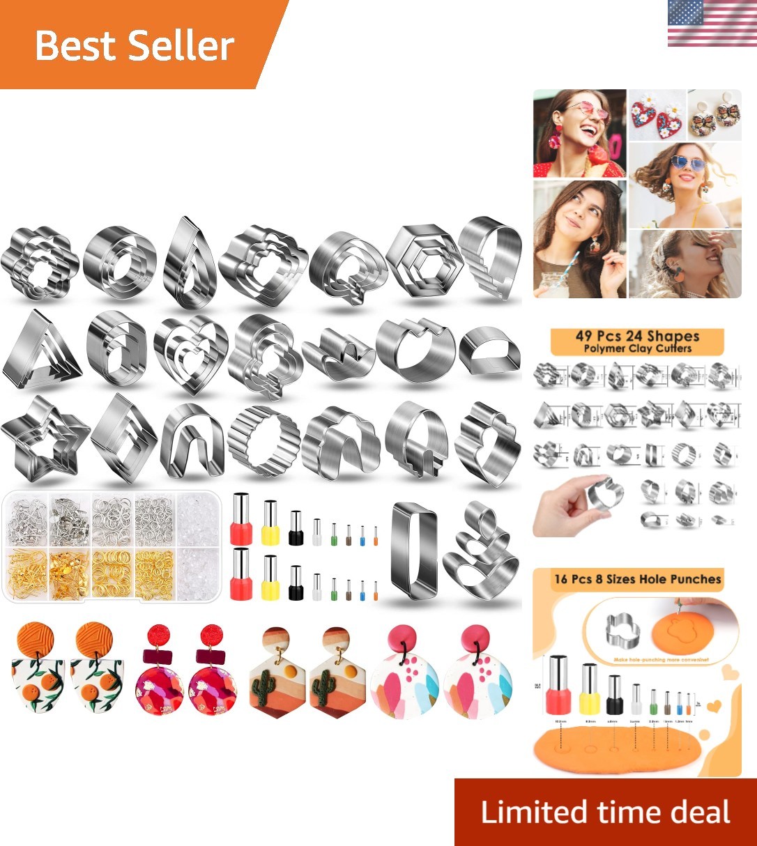 Polymer Clay Cutters for Earrings Making, 705 PCS Clay Cutters Set with 49 Sh...