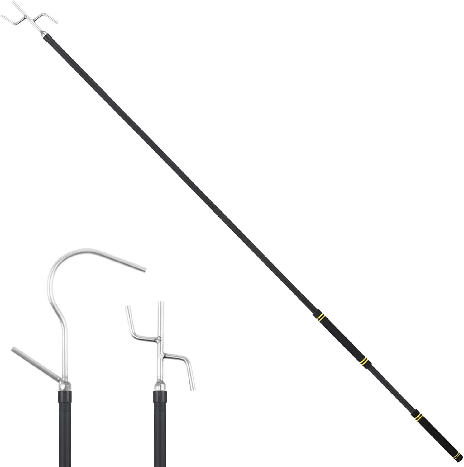 Clothes Hook Pole Heavy Duty,32 to 80Inch High Reach Garment Hook for Hanging Bi