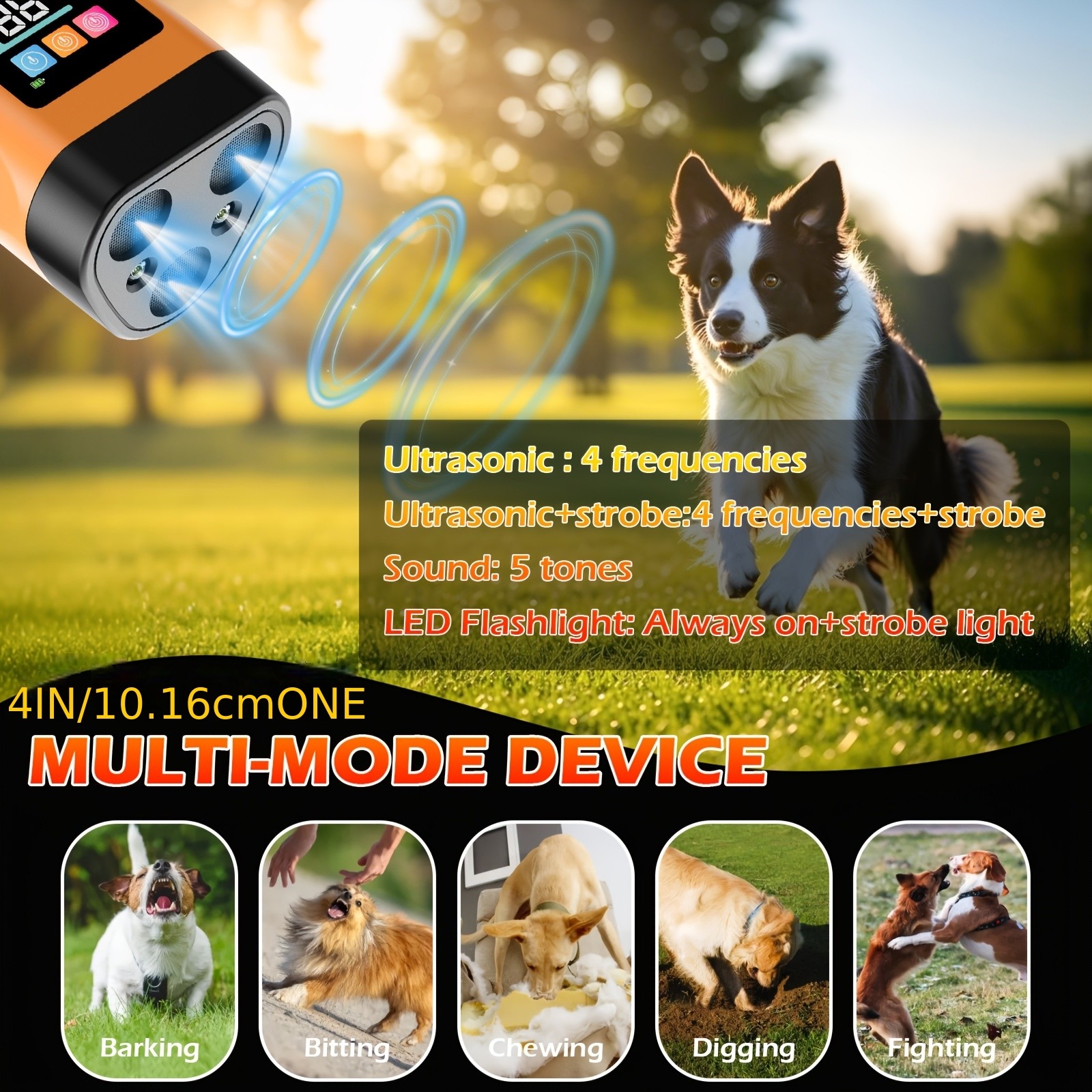 Portable Rechargeable Multi-Functional Ultrasonic Pet Anti-Barking Training Tool