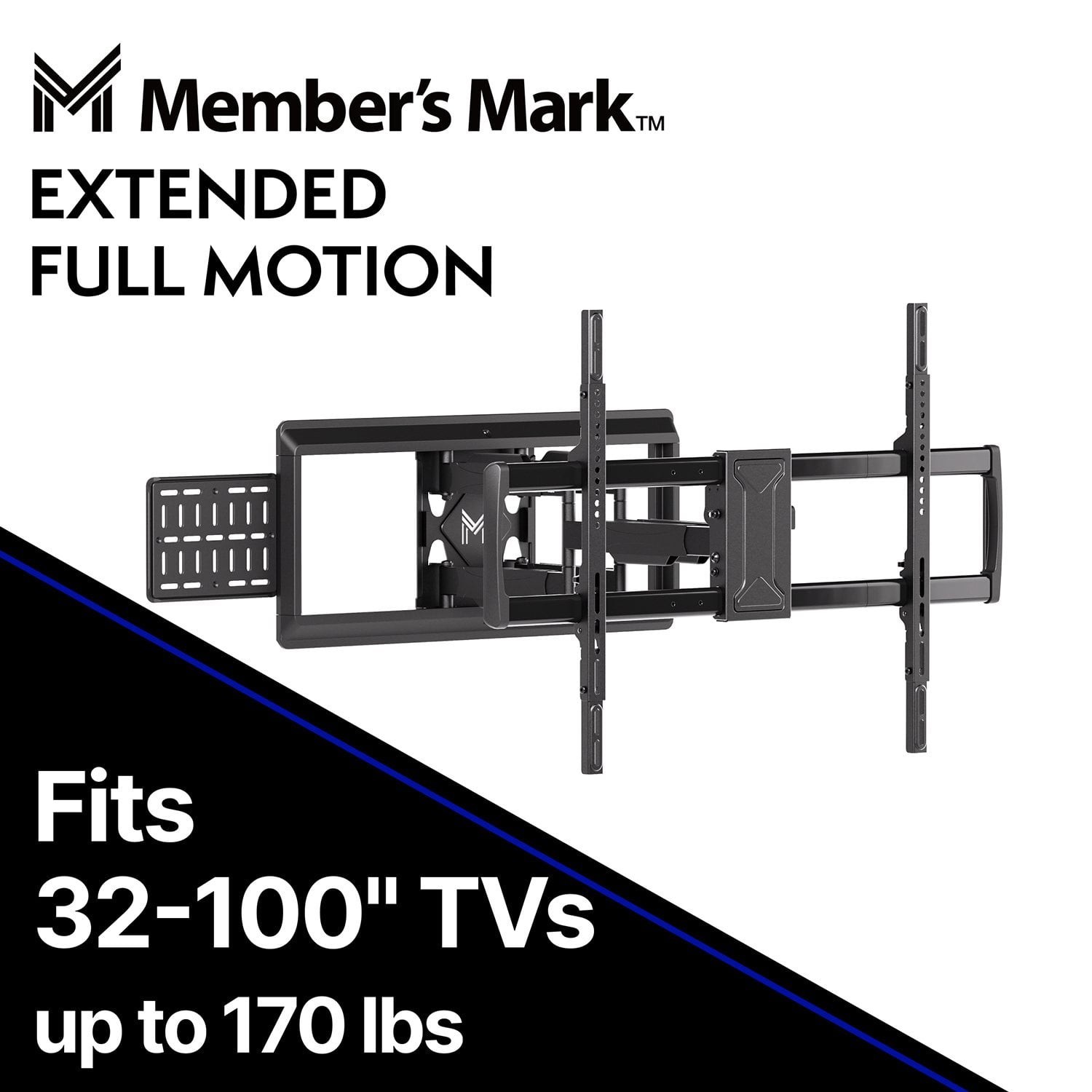 Member's Mark Full Motion Extended TV Wall Mount with Articulating 32"-100" TVs