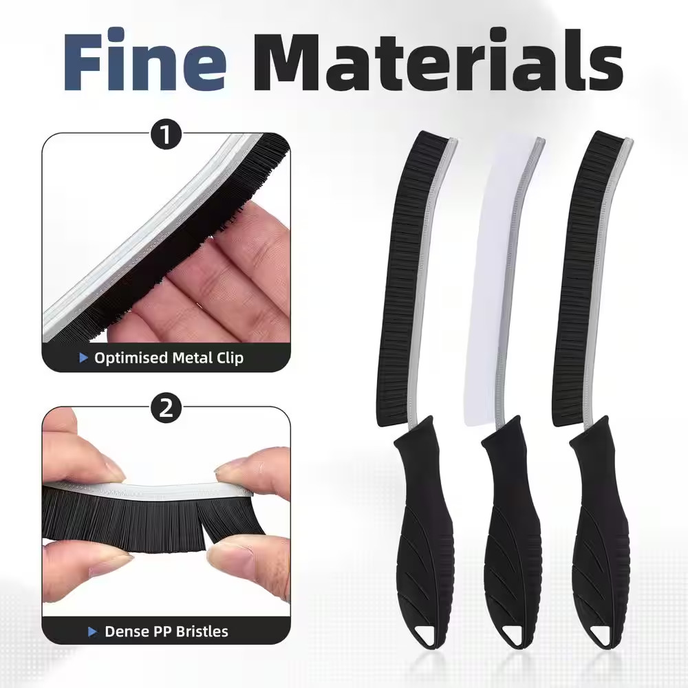 Black Hard Bristle Crevice Cleaning Brush with Multi-Surface Design for Kitchen