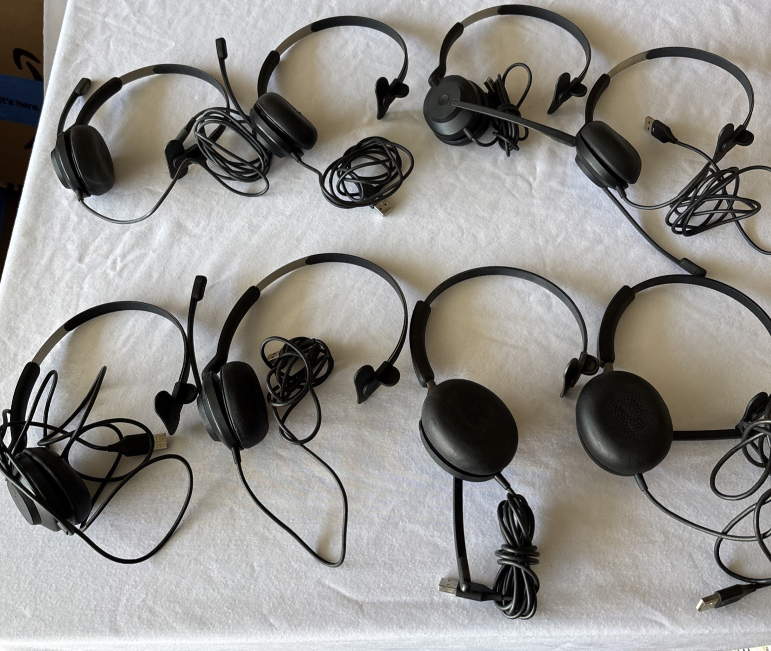 LOT of 8 Jabra Wired Headset with mic USB Mono - Tested Working