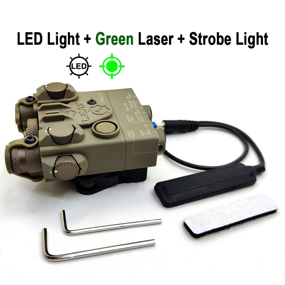 Tactical DBAL A2 Red Green Laser + Strobe + LED Flashlight Fit 20mm Rail Hunting