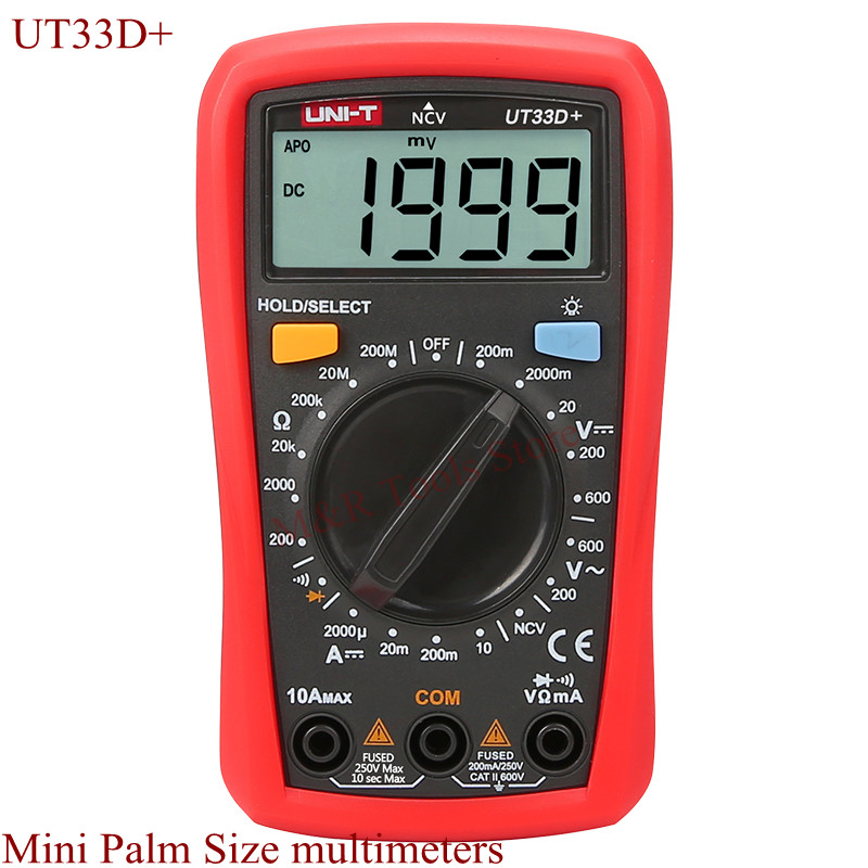 UNI-T UT33D+ Digital Multimeter AC DC Voltage Ammeter Ohmmeter NCV Diode Tester