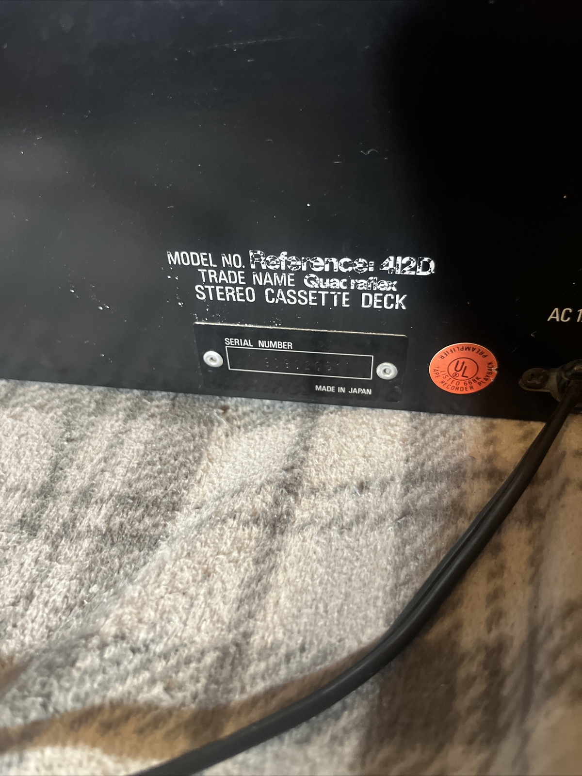 RARE QUADRAFLEX REFERENCE 412D -VINTAGE Tape Deck Needs Repair AS IS