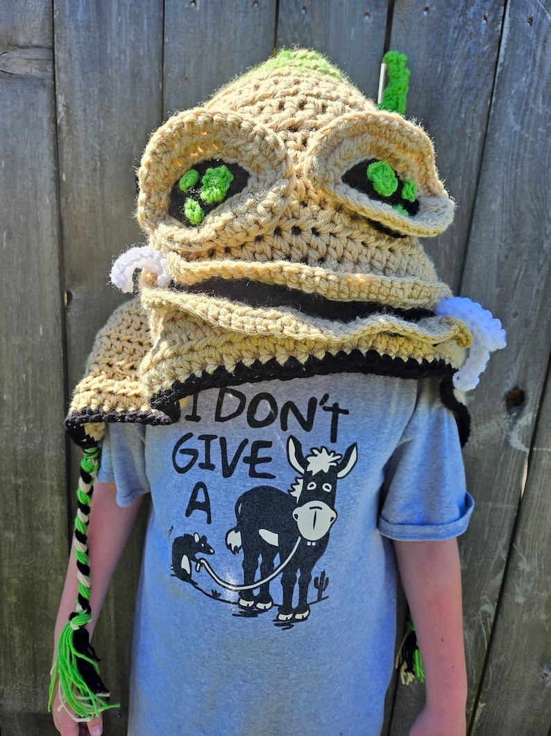 Hand Crocheted Oogie Boogie Burlap Chap Hooded Hat