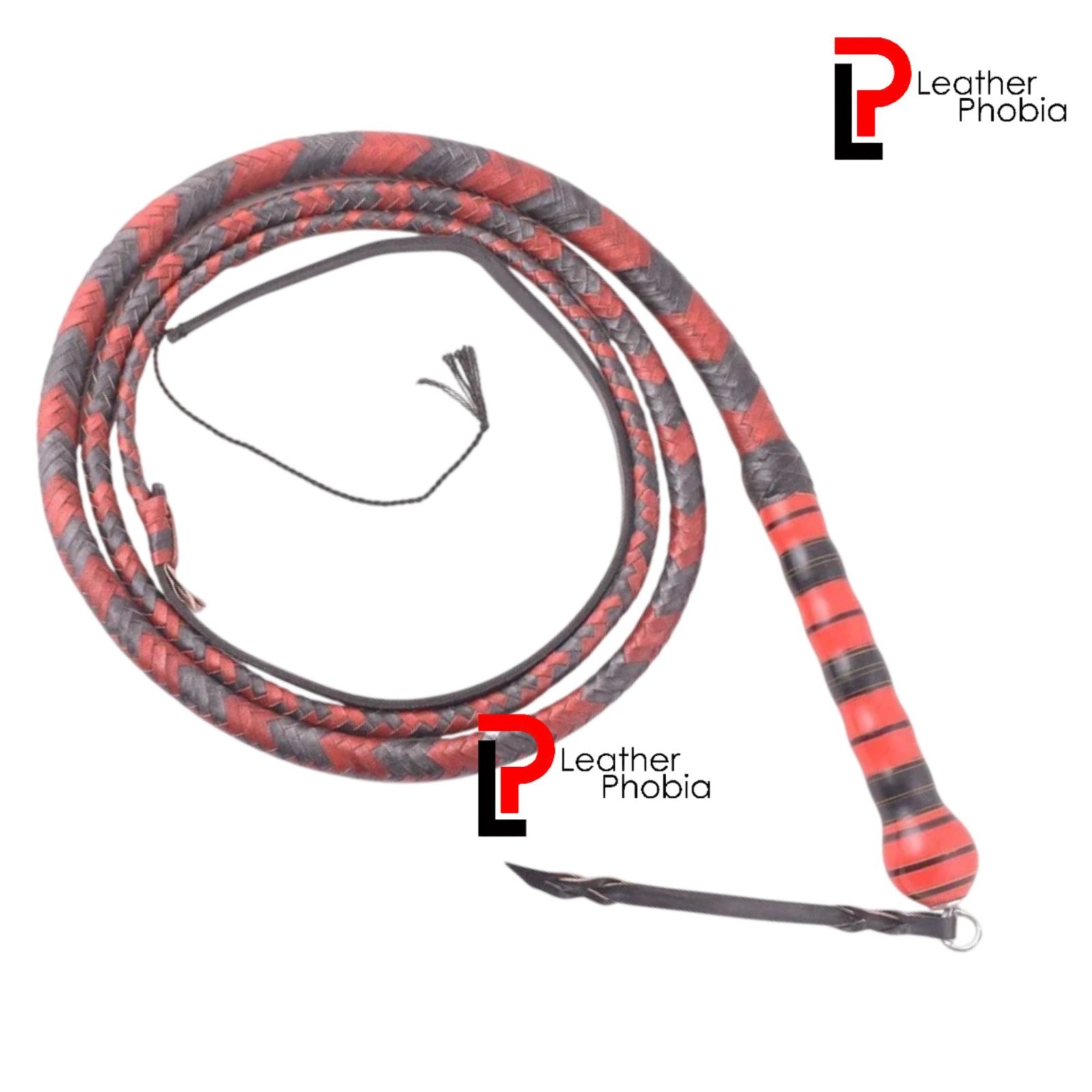 Leather Stock Whip 8 Feet Long Handmade 16 Plait Stock Whip with Wood Handle