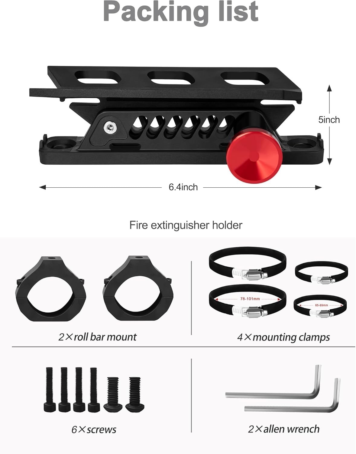 Quick Release UTV Fire Extinguisher Mount Kits, Adjustable Roll Bar Fire