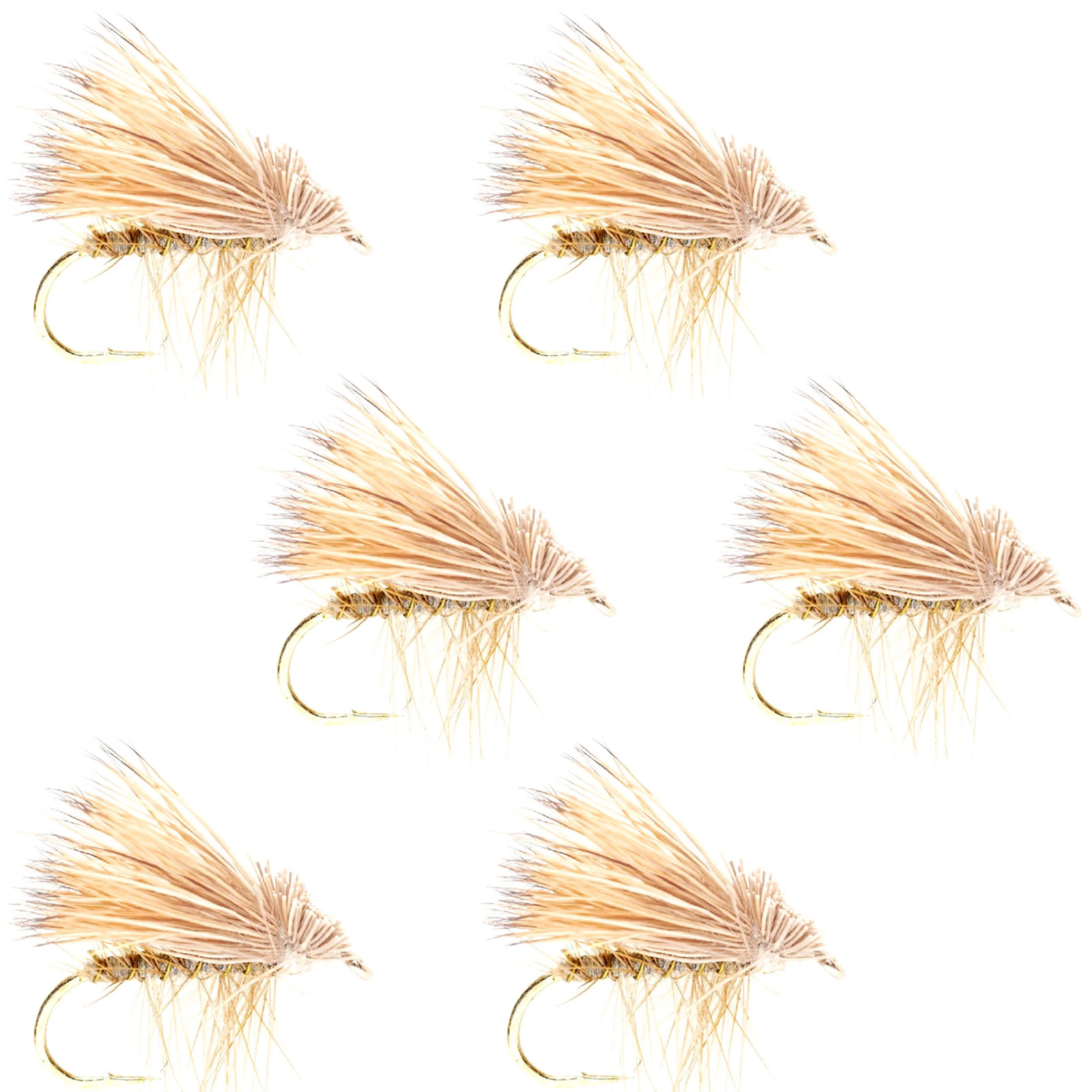 Barbless Yellow Elk Hair Caddis Classic Trout Dry Flies 6 Flies Size 12