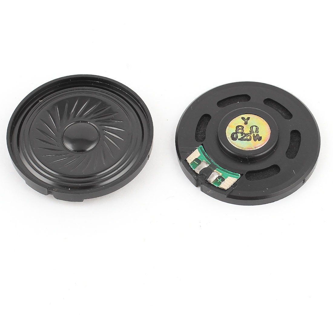 2 Pcs 0.25W 8Ohm 40mm Round Inside Magnet Electronic Speaker Black