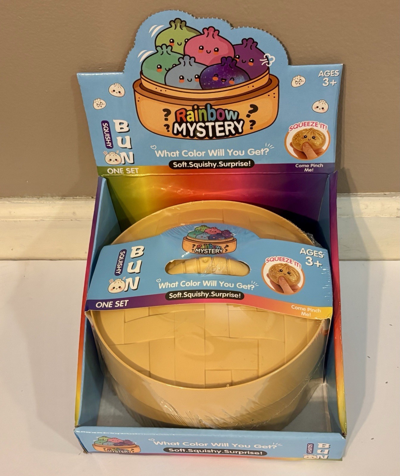Super Mega Squishy Bun Rainbow Mystery Dumpling Toy Steamer Basket Sealed