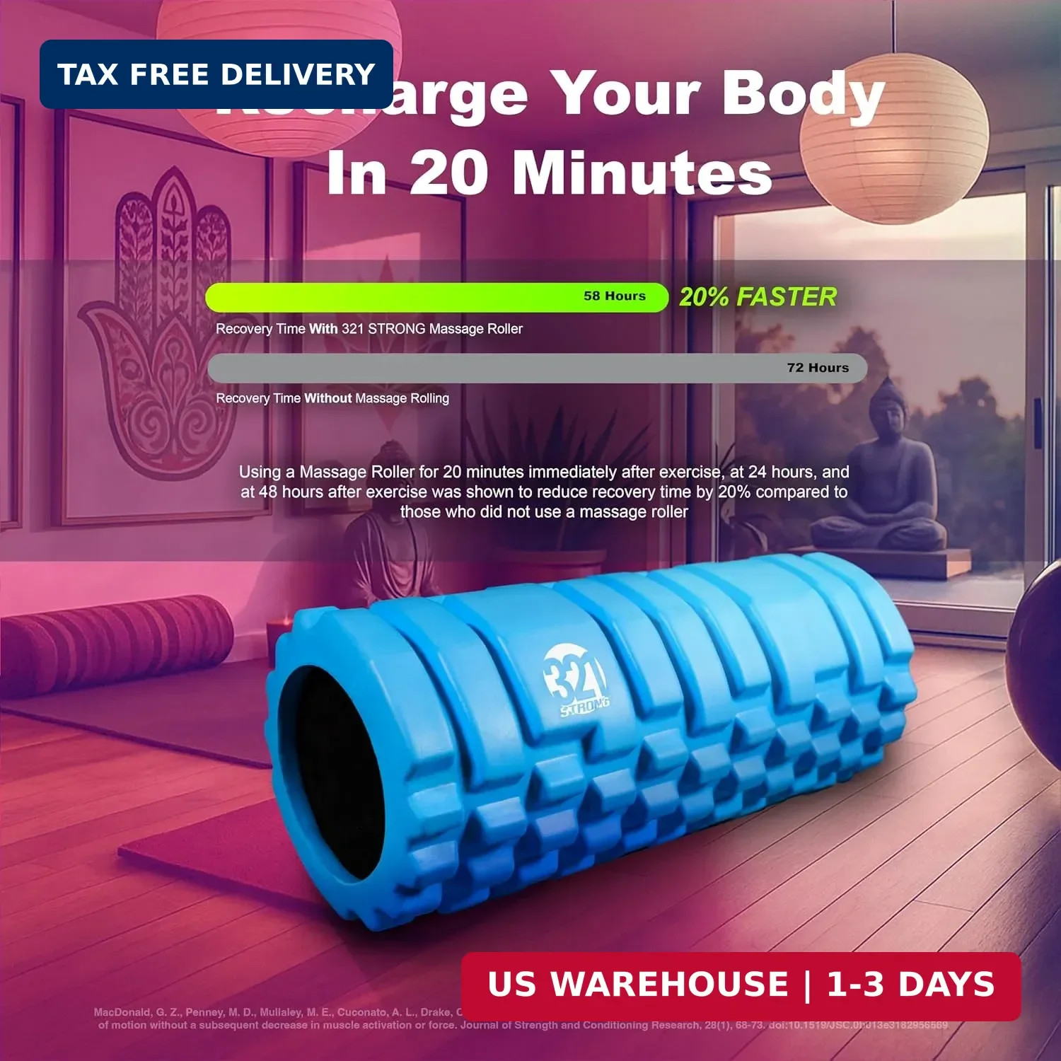 321 Strong Foam Roller - Medium Density Deep Tissue Massager for Muscle Massage
