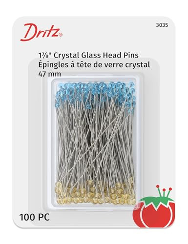 3035 Crystal Glass Head Pins, 1-7/8-Inch (100-Count), Blue and Yellow