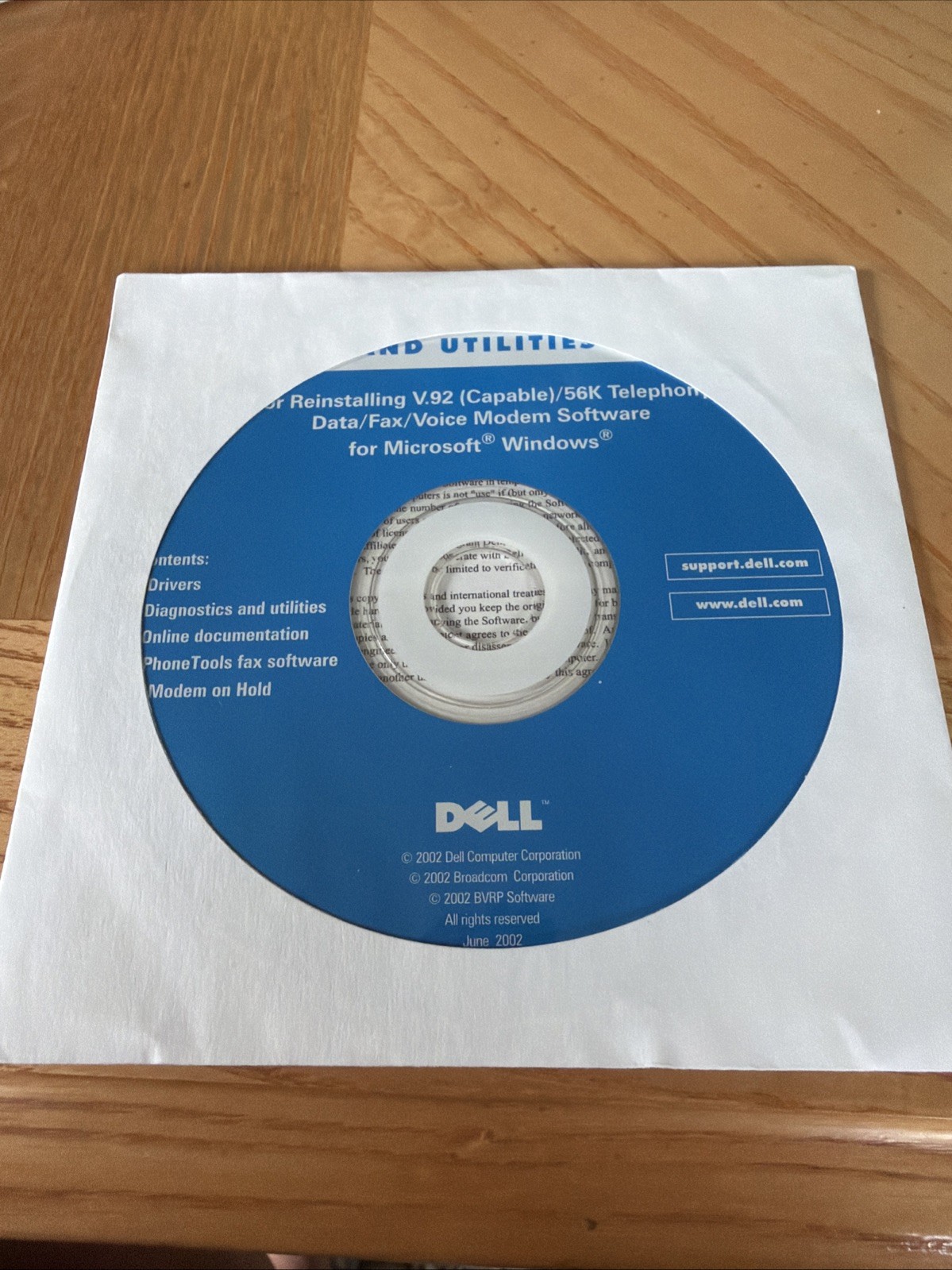 Dell Drivers & Utilities V.92/56k Telephony/Fax Modem Software PC Cd Rom
