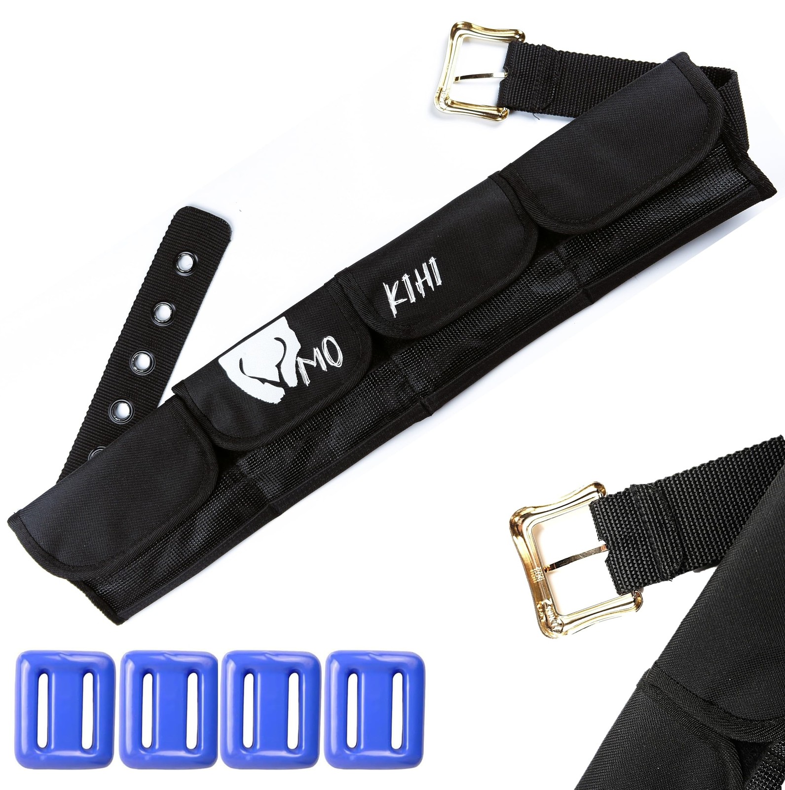 Pro Scuba Diving Weight Belt with 4 Pockets, Quick Release Buckle, Adjustable...