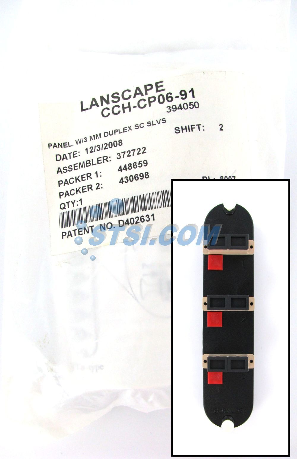Corning CCH-CP06-91 Patch Panel, 3 SC Duplex OM1 Multimode 62.5 Adapters ~STSI