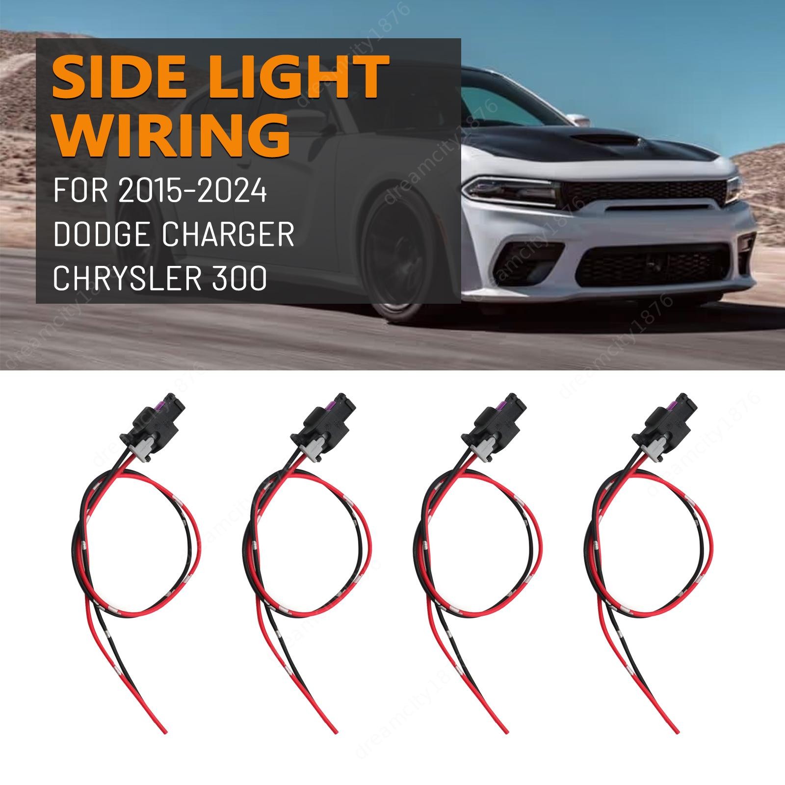 Side Marker Light Wiring Harness Connector Plug for 2015-2024 Dodge Charger 4PCS