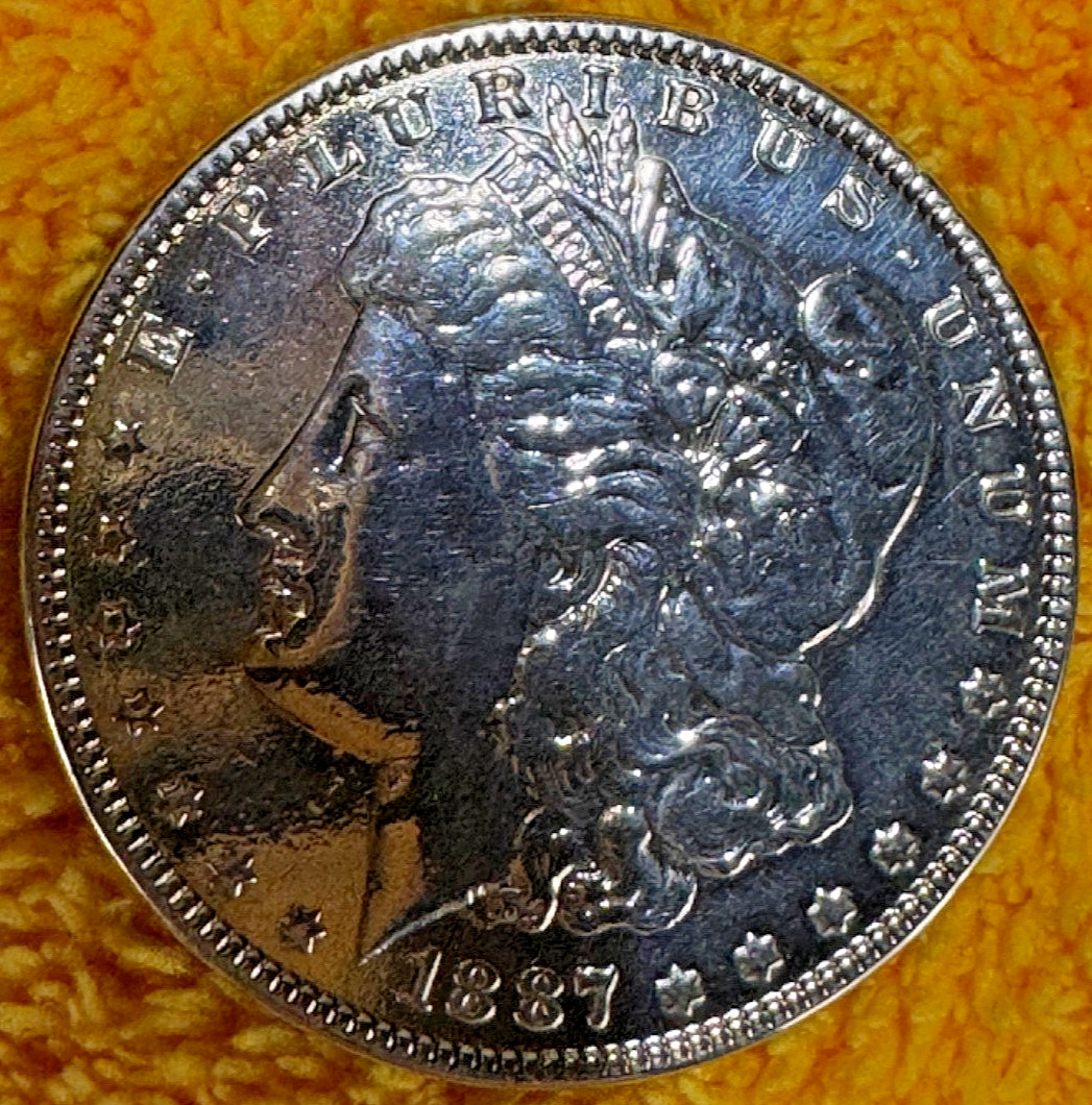 1887-P Morgan Silver Dollar Absolutely Super Fine Detail 7 Tail Feathers #609