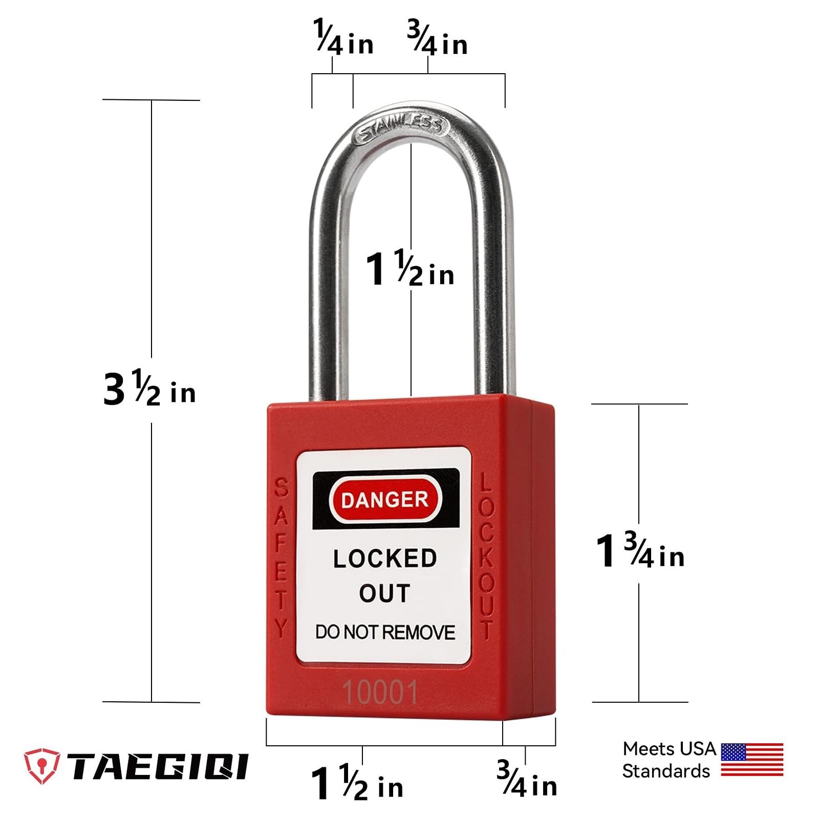 Lockout Tagout Locks with Brass Core, Keyed Different, 10 Red Safety Padlocks...
