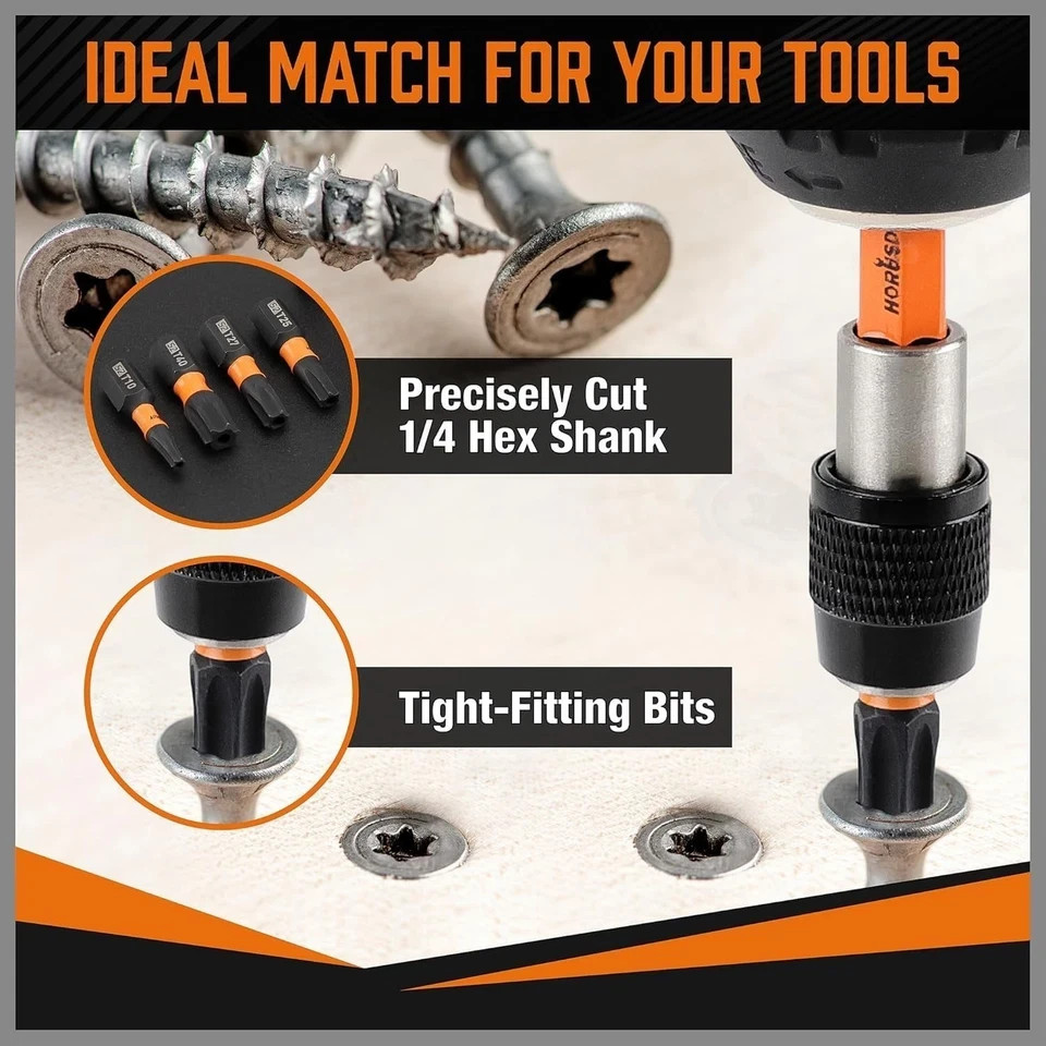 12pc Torx Bit Set Security Tamper Proof T5-T40 Star Bit Set for Impact w Box
