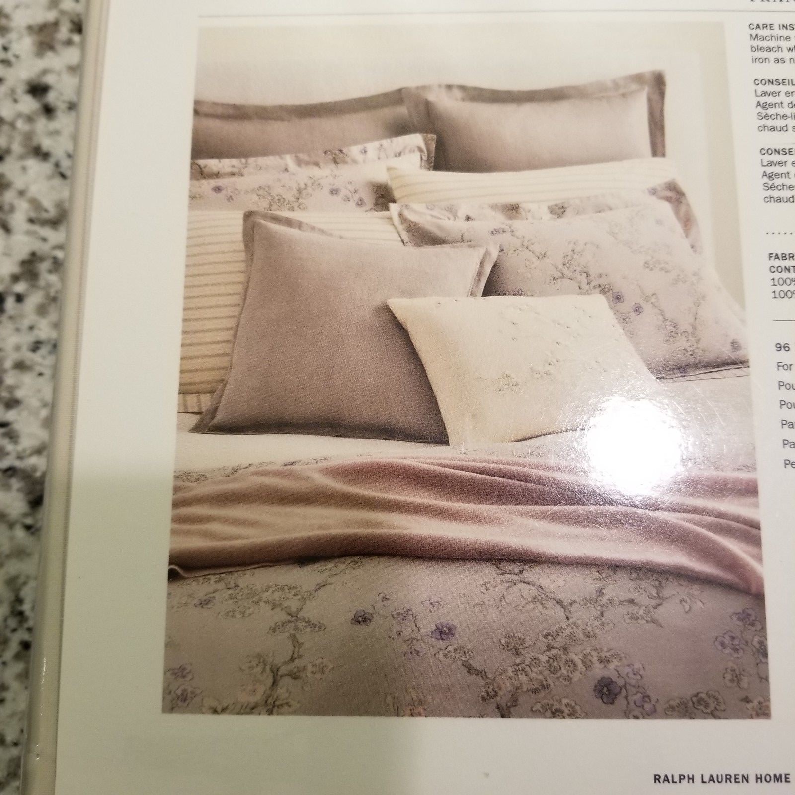 Ralph Lauren King Flat Sheet &2Pillowcases- FRANCOISE DOMINIQUE Cream 3Pc 0000