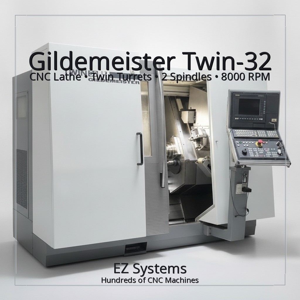 Gildemeister Twin-32 CNC Lathe Twin Turrets 2 Spindles 8000 RPM