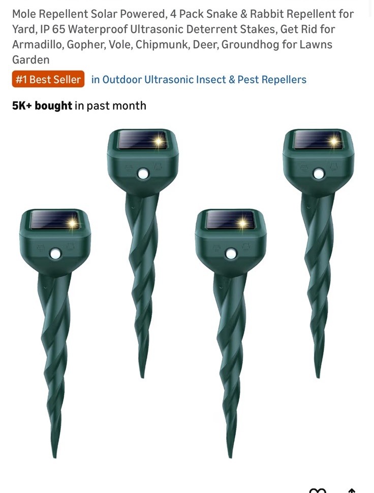 mole repellent ultrasonic solar 4 Stakes With Three Working Modes