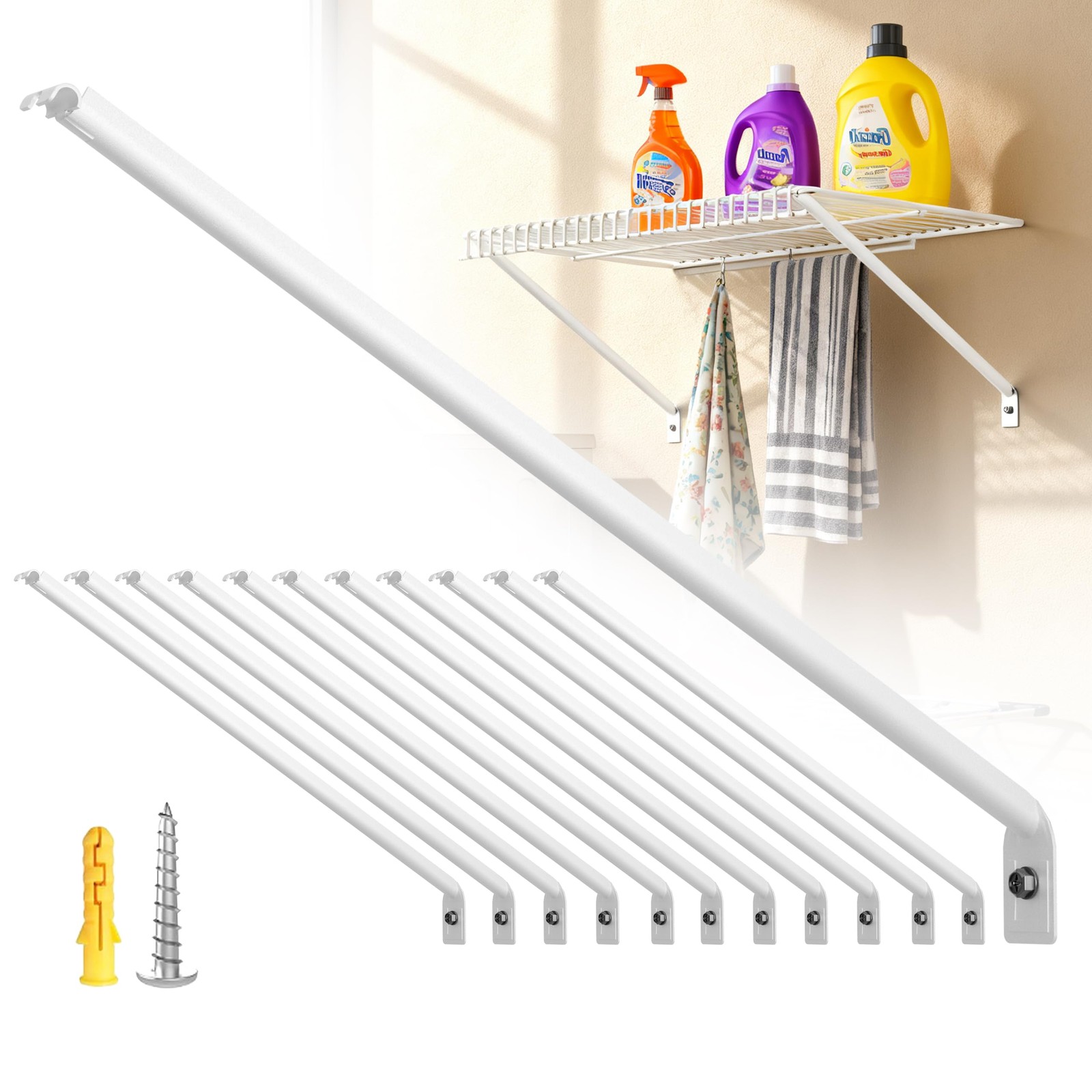 12 Pack 12 Inch Wire Shelf Brackets Metal Closet Support Anchors Pins