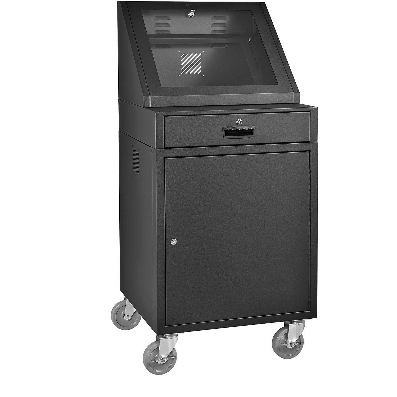 LCD Mobile Console Computer Cabinet Black 24-1/2"W x 22-1/2"D x 55-1/2"H