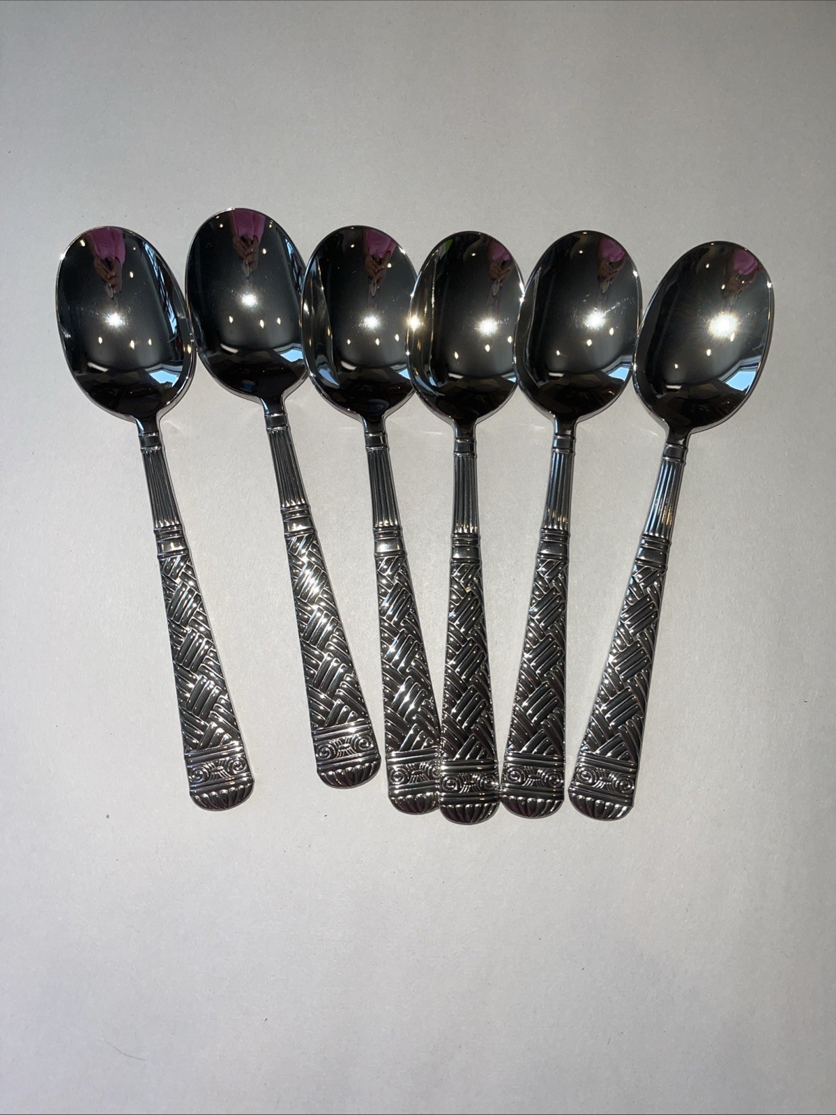 Pfaltzgraff Florence Soup/sugar Spoons Set Of #6  Flatware  Discontinued