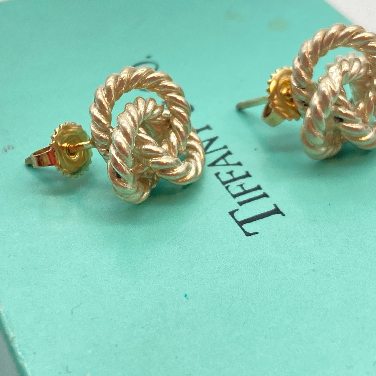Tiffany & Co. Twist Rope Stud Earrings Gold Silver 7.0g