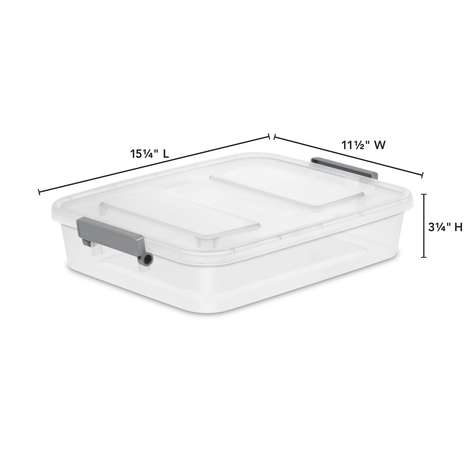 (4 pack) Sterilite 6.2 Quart Modular Latch Box, Clear Plastic Storage Box, Gray