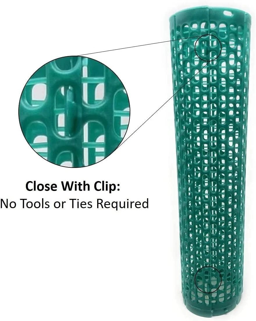 Tall 15" Green Tree Trunk Guards, 60pc, Stackable, Airflow, Weed Eater Proof
