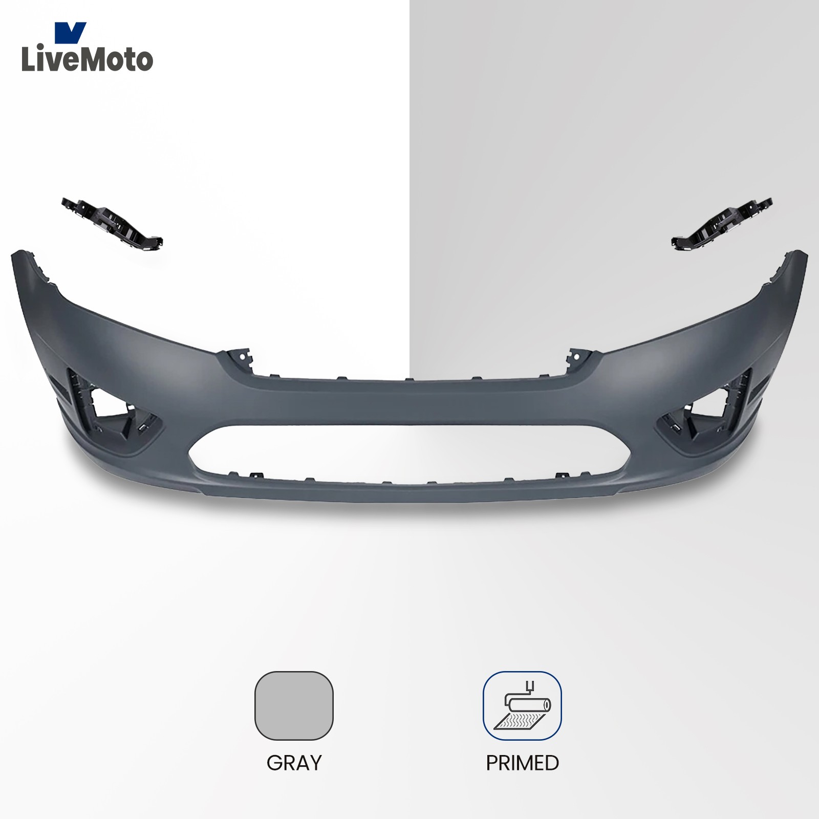 Front Bumper Cover Kit With Brackets Fit For 2010 2011 2012 Ford Fusion